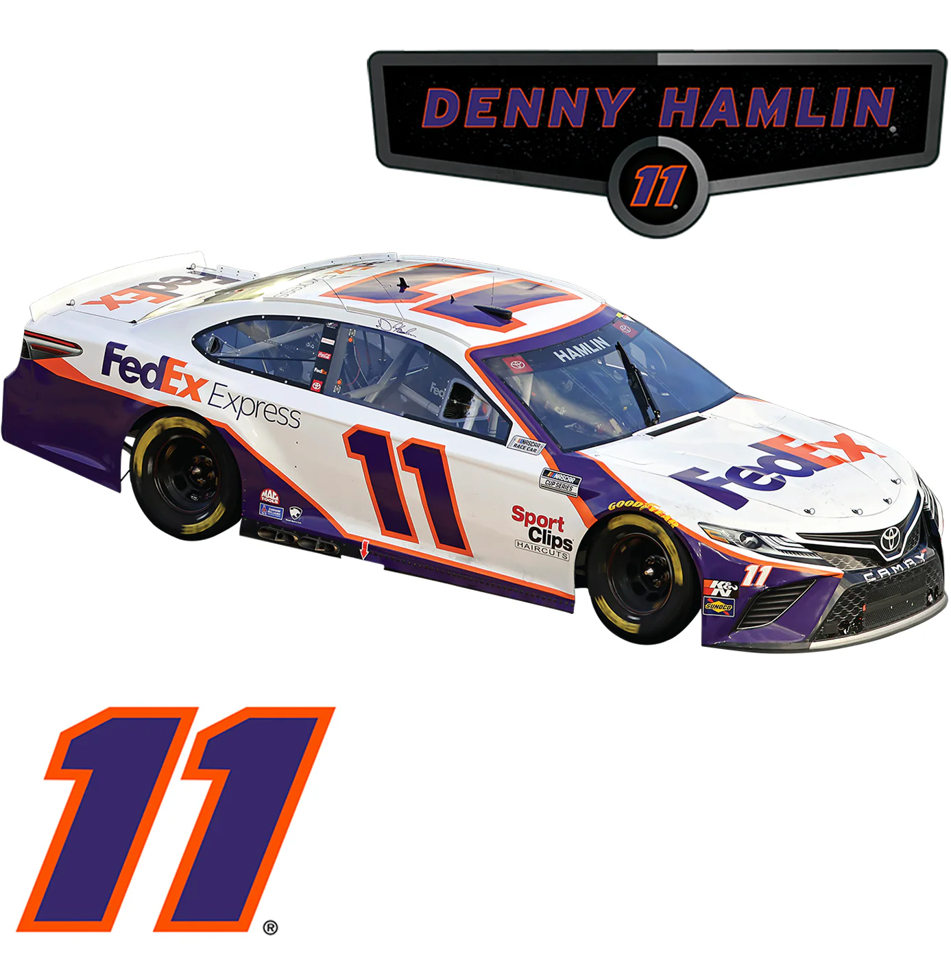 Denny Hamlin - RealBig FedEx Car Collection - Official NASCAR - Reusable Vinyl Wall Decals - Image 2