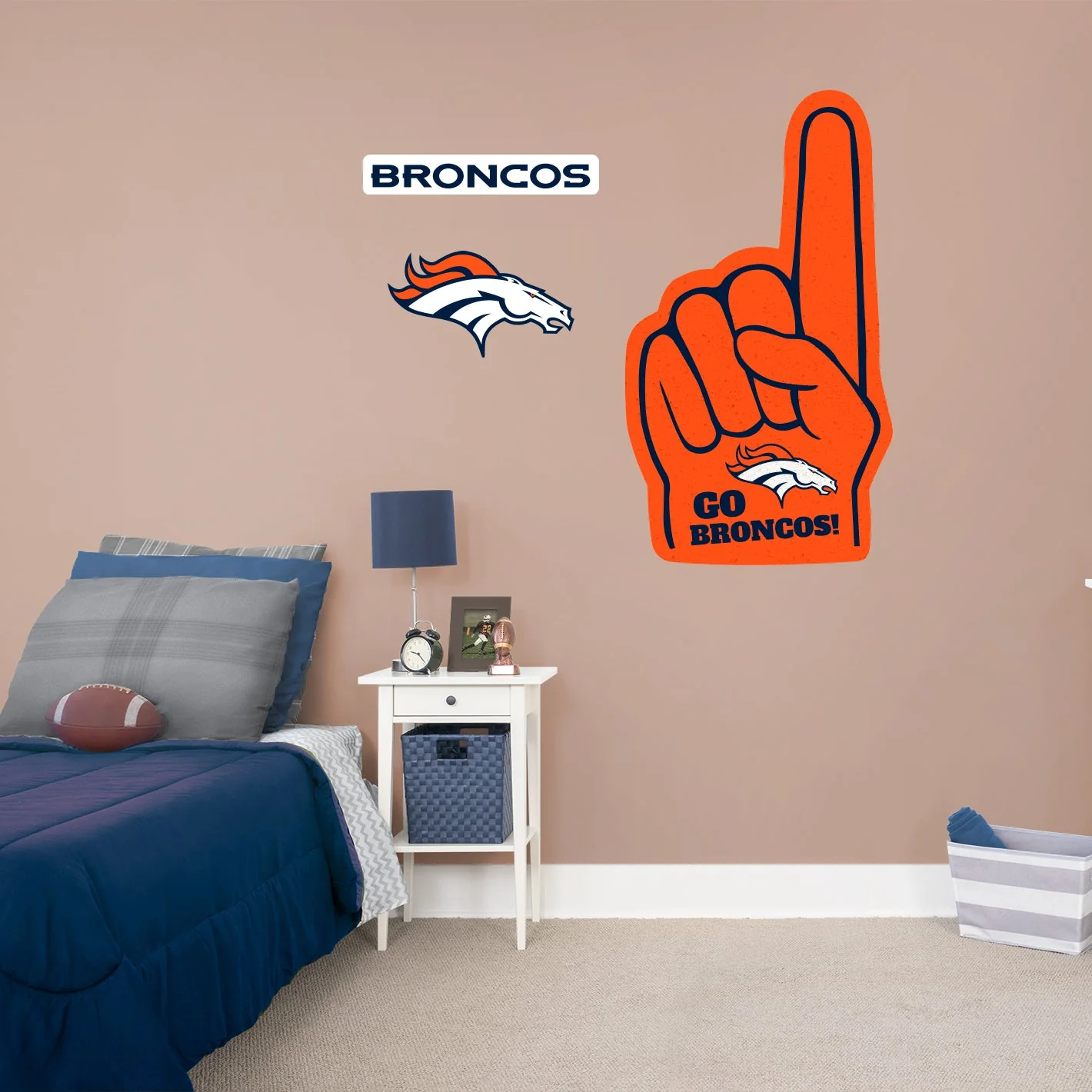 Denver Broncos - RealBig Foam Finger Collection - Official NFL - Reusable Vinyl Wall Decals - Image 4
