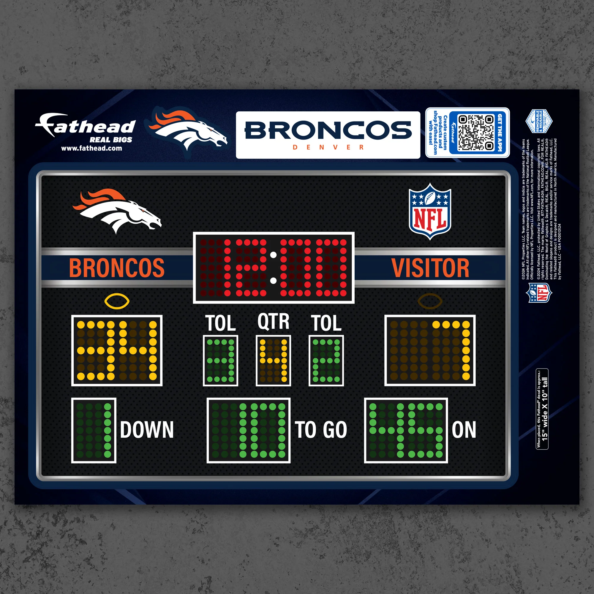 Denver Broncos - RealBig Scoreboard Collection - Official NFL - Reusable Vinyl Wall Decals - Image 7