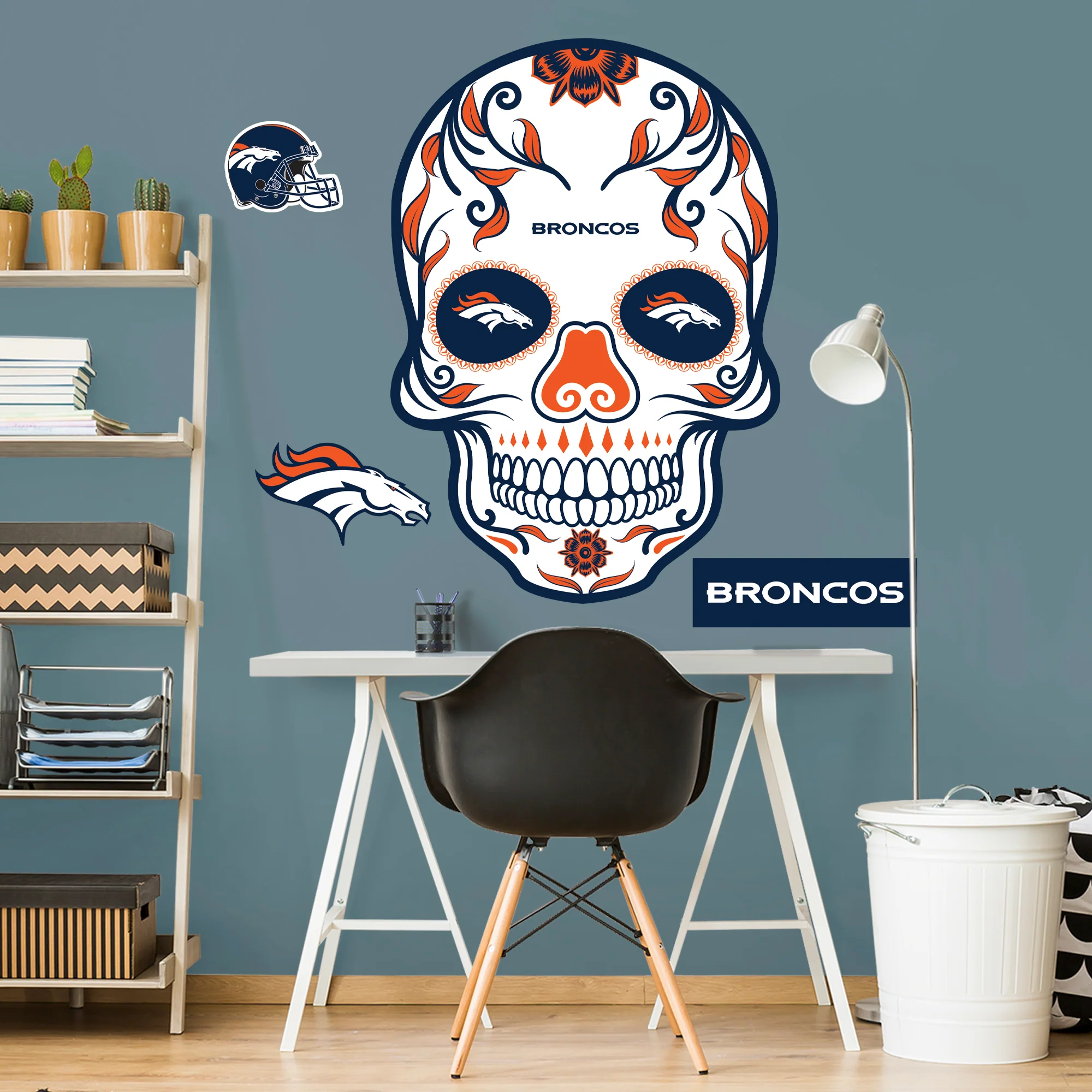 Denver Broncos - RealBig Skull Collection - Official NFL - Reusable Vinyl Wall Decals - Image 2