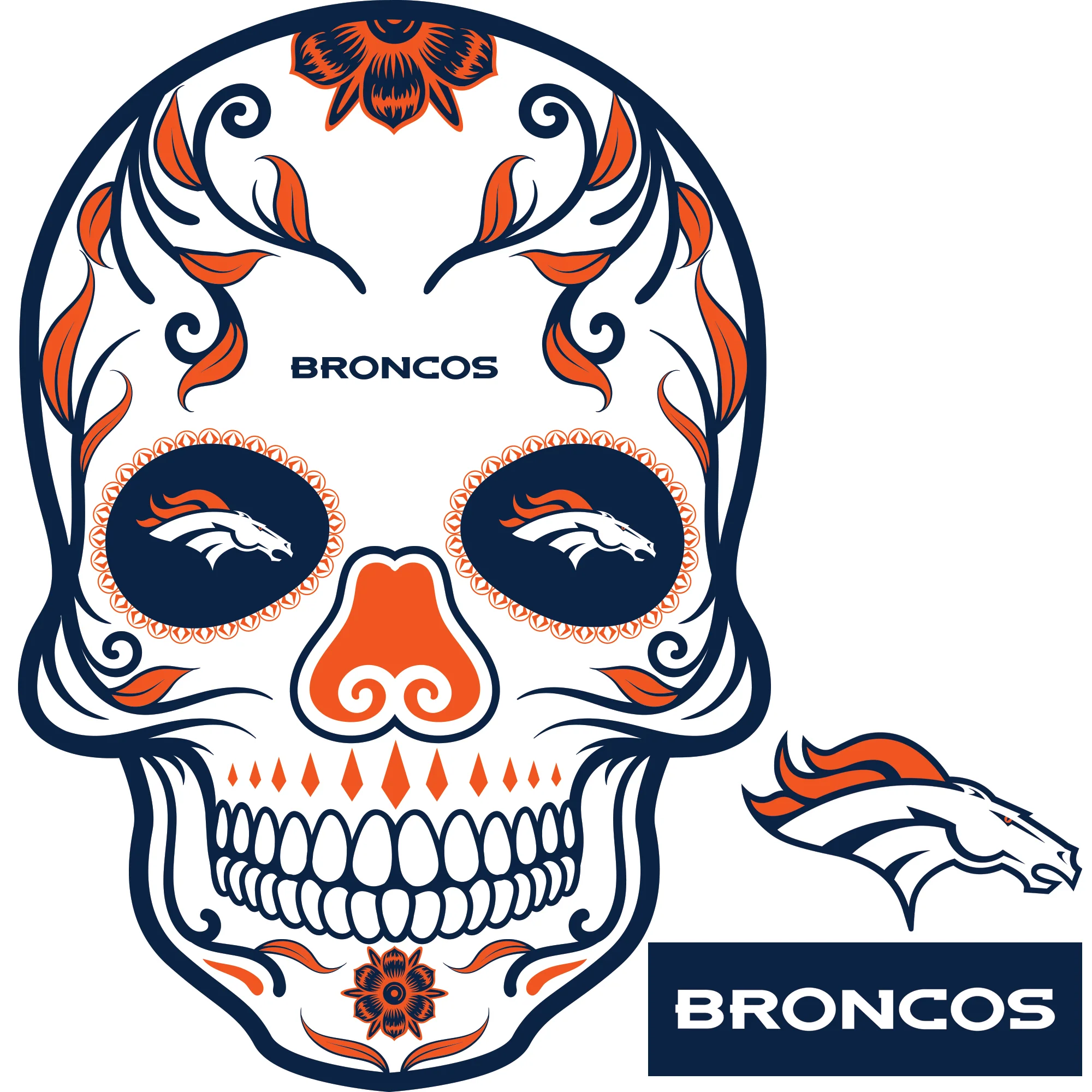 Denver Broncos - RealBig Skull Collection - Official NFL - Reusable Vinyl Wall Decals - Image 3