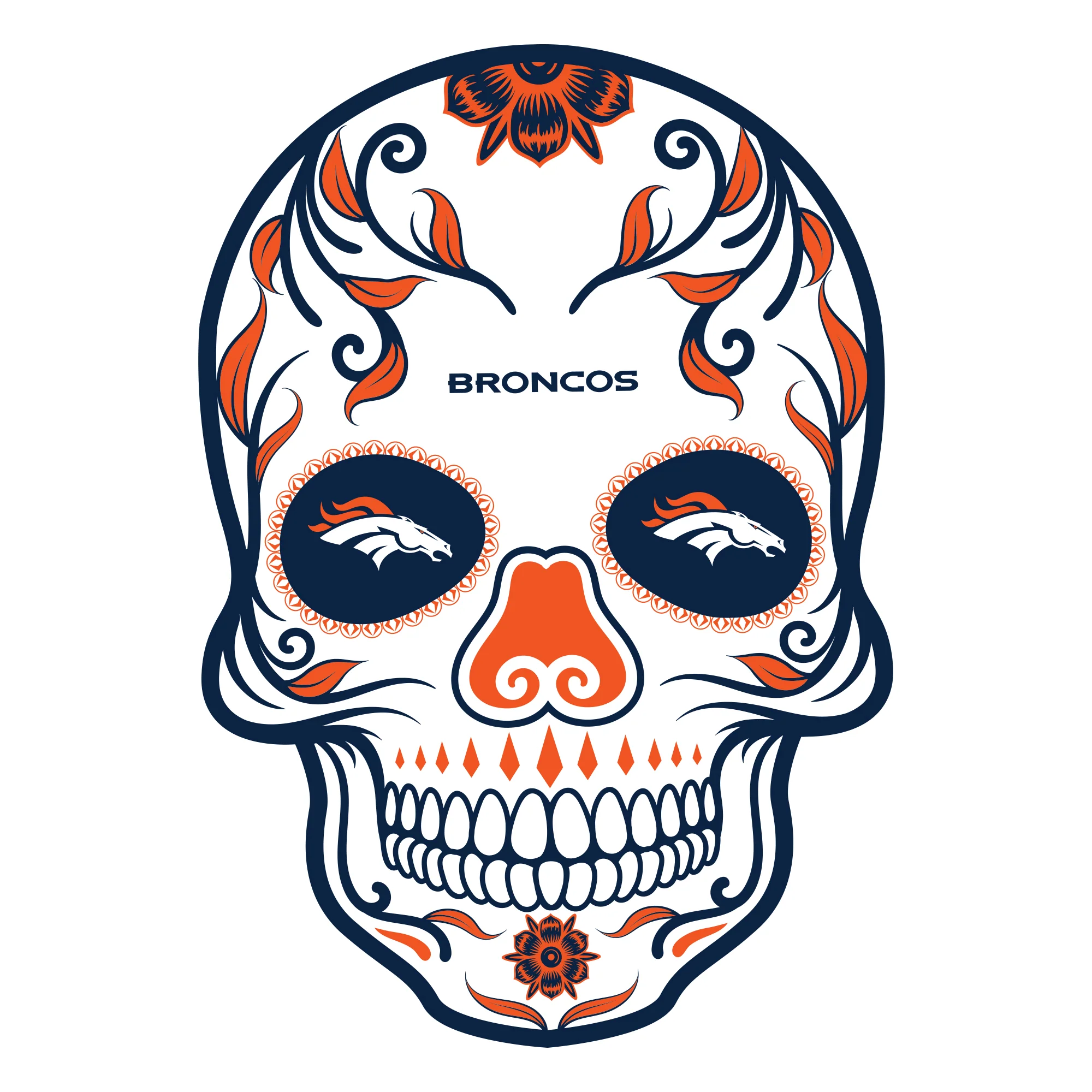 Denver Broncos - Sugar Skull Logo - Outdoor Floor Decal - Official NFL - Scratch Resistant Alumigraphics Grip
