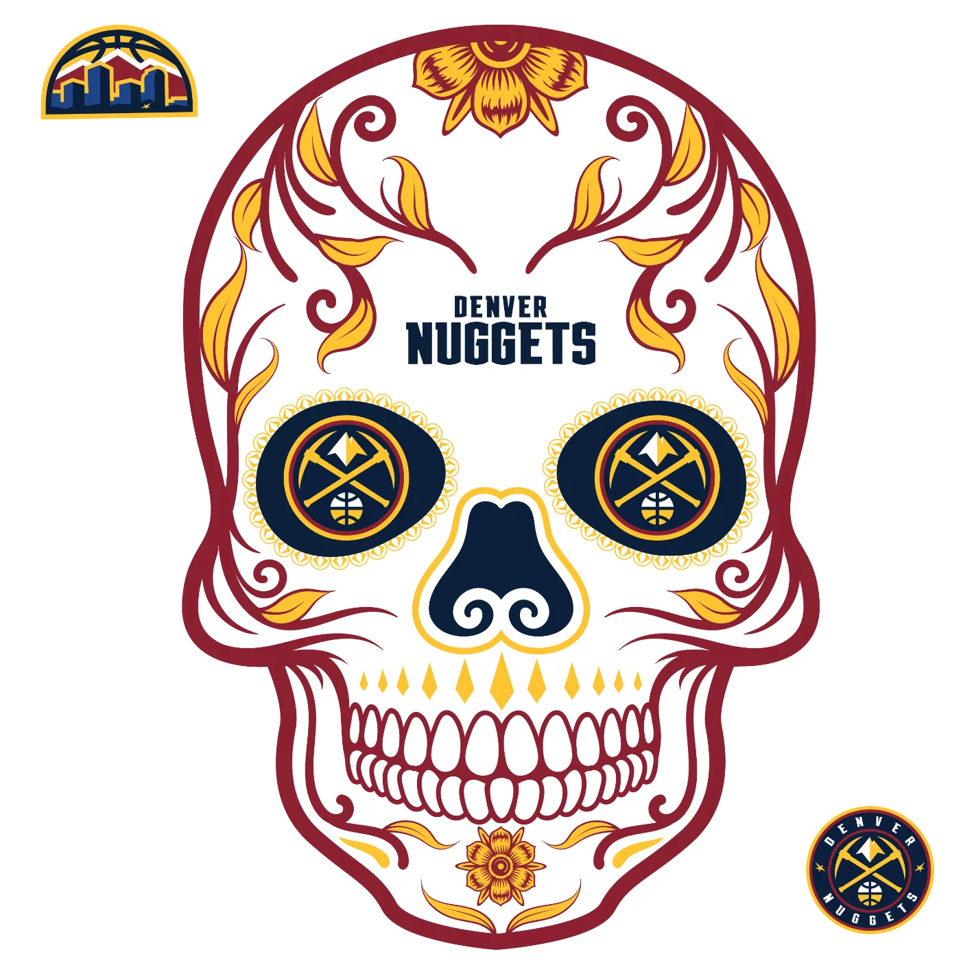 Denver Nuggets - RealBig Sugar Skull Collection - Official NBA - Reusable Vinyl Wall Decals - Image 2