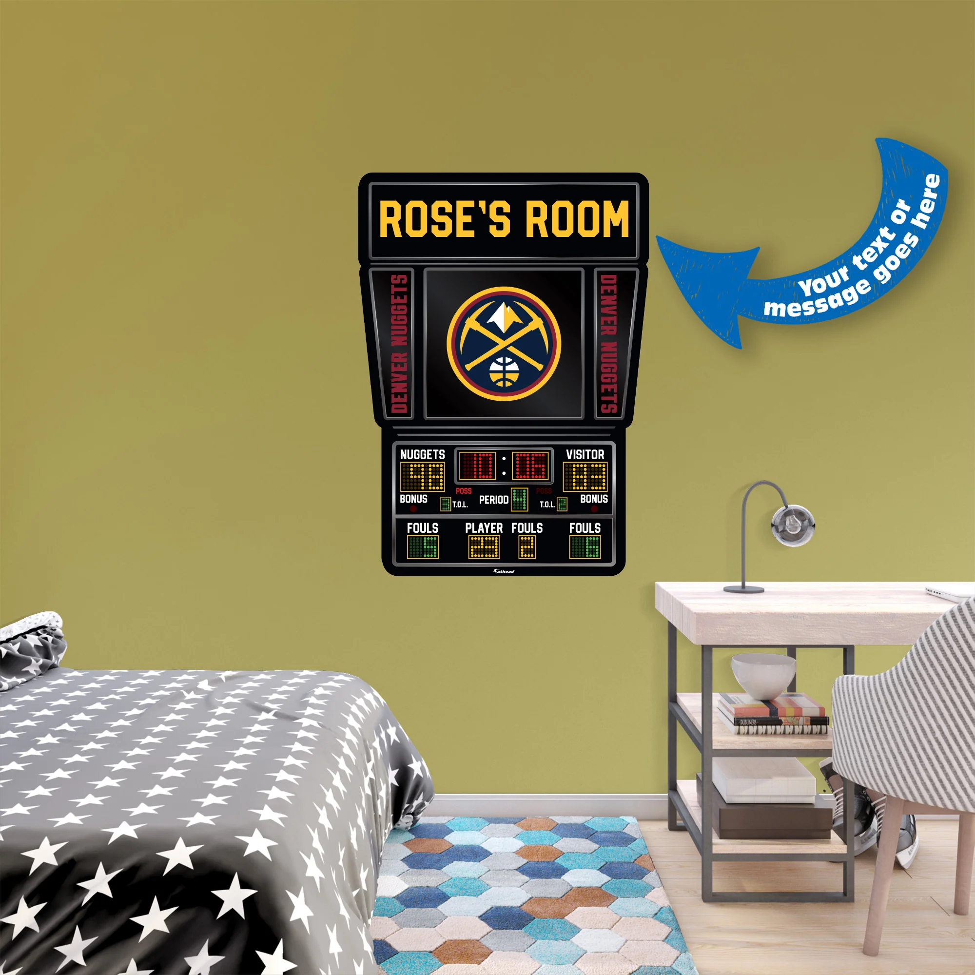 Denver Nuggets - Scoreboard Graphic - With Personalized Name - Official NBA - Vinyl Transfer Decal - Image 2