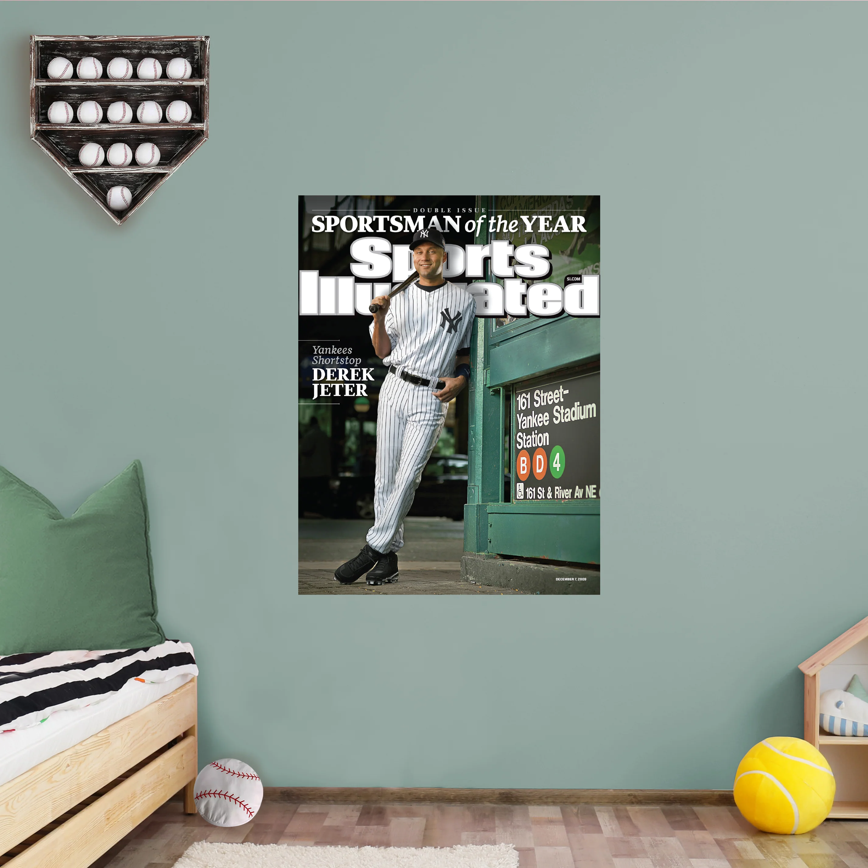 Derek Jeter - December 2009 Sportsman of the Year Sports Illustrated Cover - Peel & Stick Poster - Official MLB - New York Yankees - Reusable Vinyl Wall Decal - Image 2