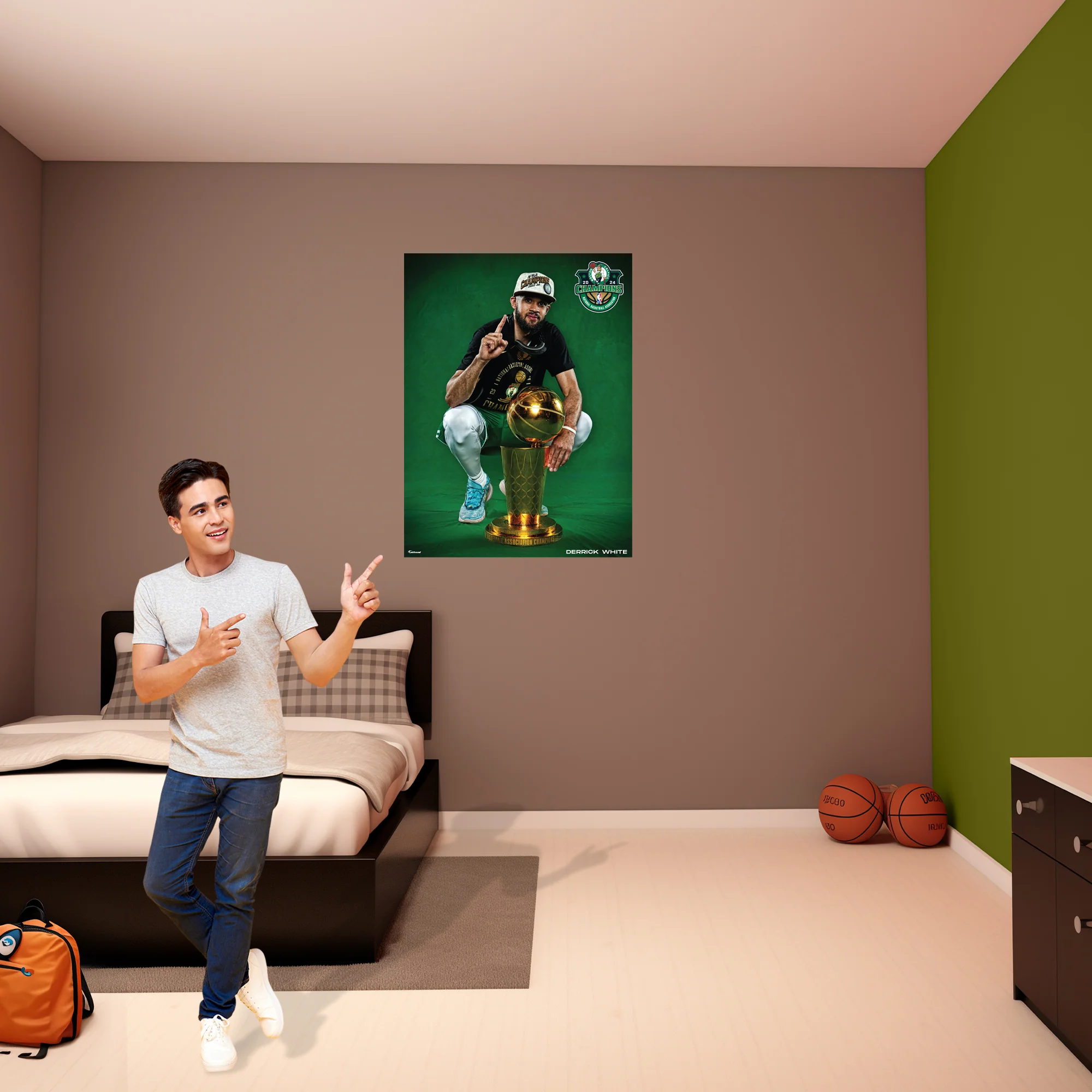 Derrick White - 2024 Champion Trophy - Peel & Stick Poster - Official NBA - Boston Celtics - Reusable Vinyl Wall Decal - Image 3