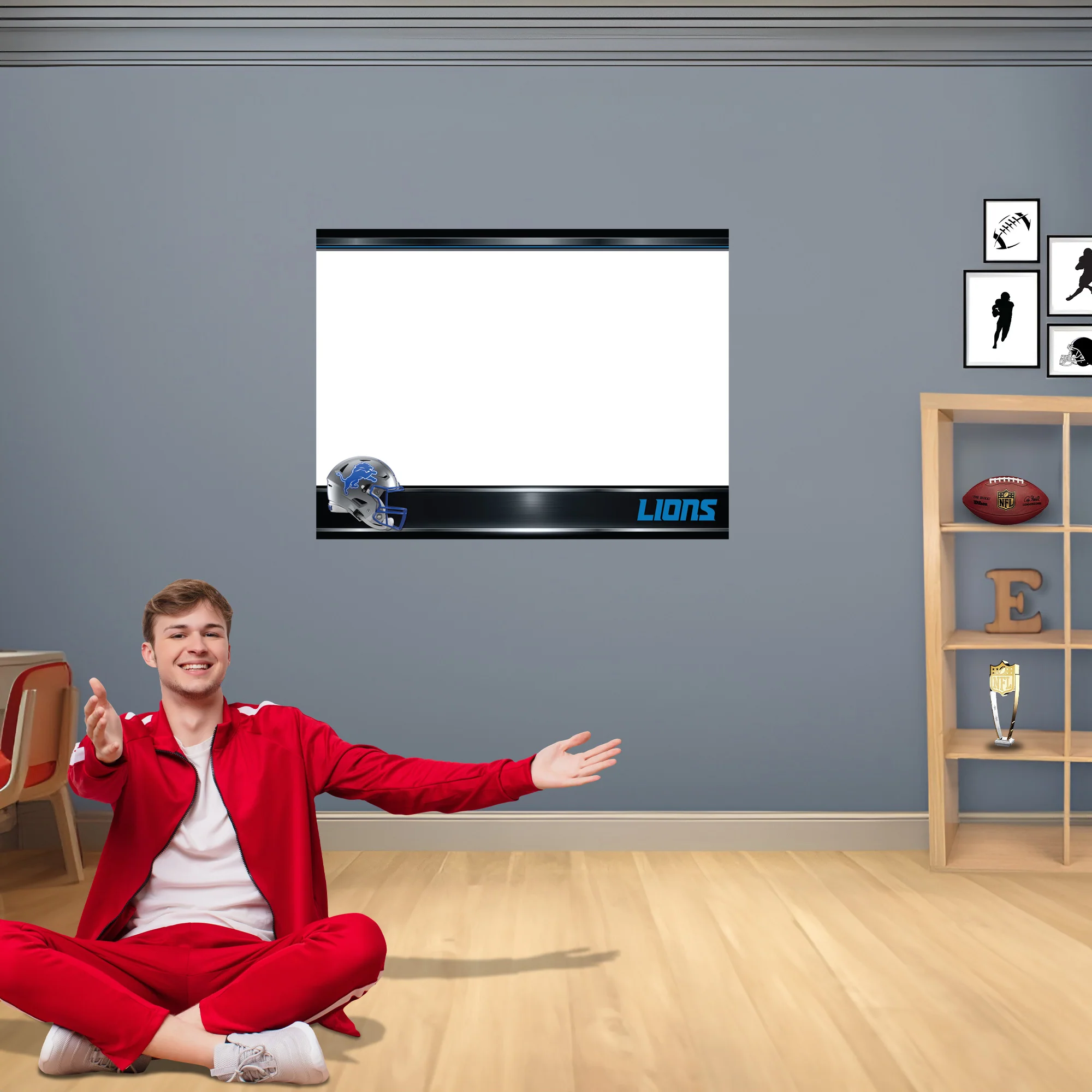 Detroit Lions - Helmet - Dry Erase Whiteboard - Official NFL - Reusable Vinyl Wall Decal - Image 4