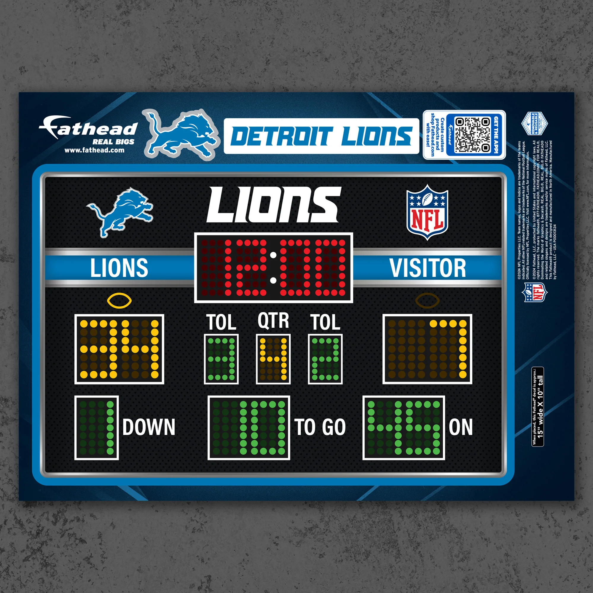 Detroit Lions - RealBig Scoreboard Collection - Official NFL - Reusable Vinyl Wall Decals - Image 7