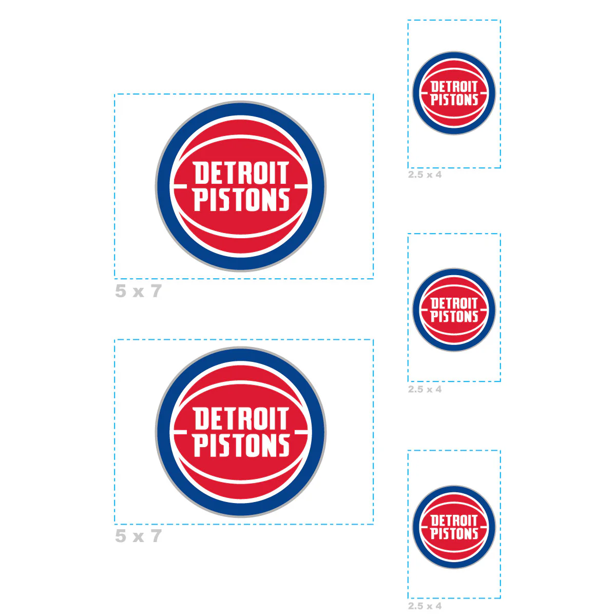 Detroit Pistons - 5 Logo Minis (Mixed Sizes) - Official NBA - Reusable Vinyl Decals - Image 3