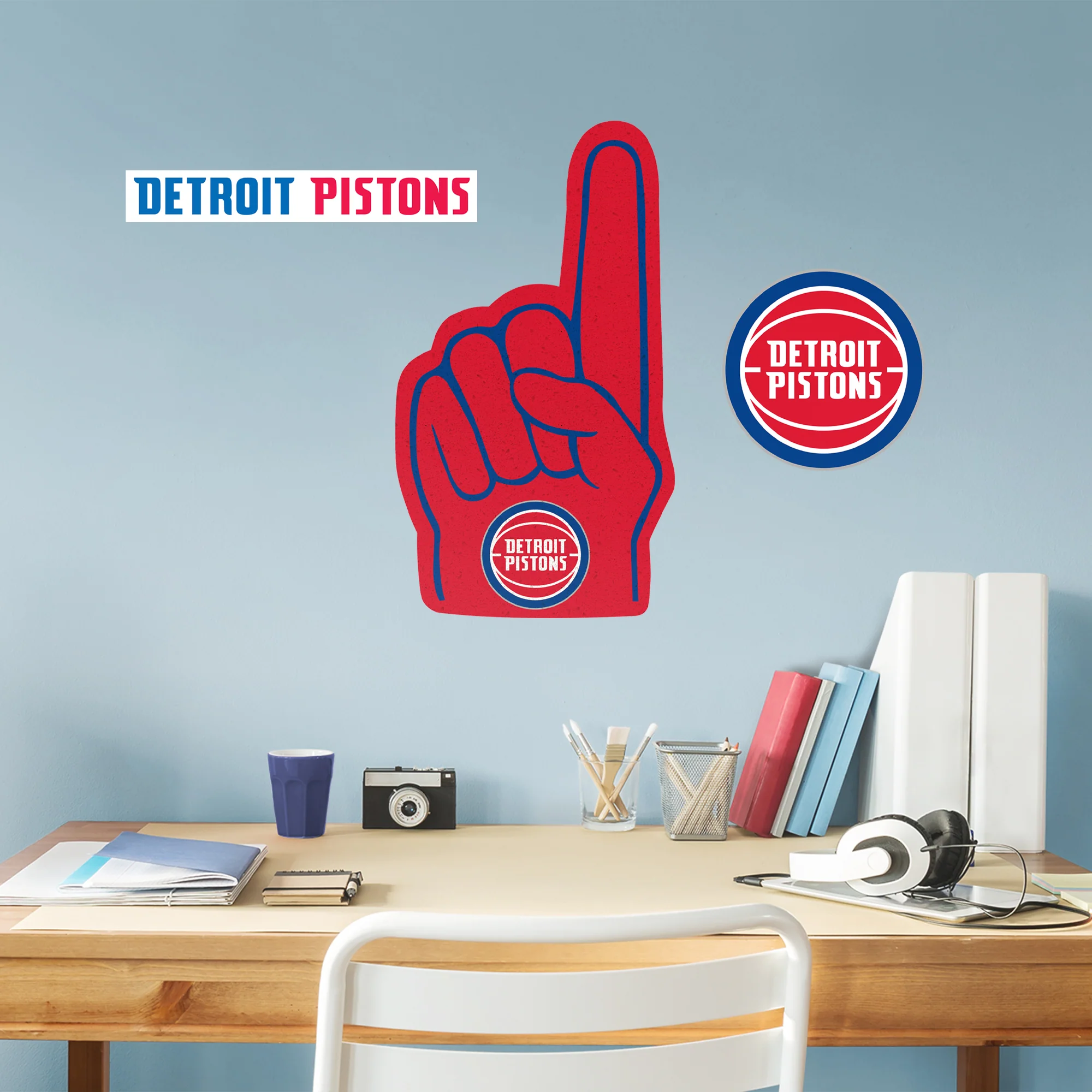 Detroit Pistons - RealBig Foam Finger Collection - Official NBA - Reusable Vinyl Wall Decals - Image 3