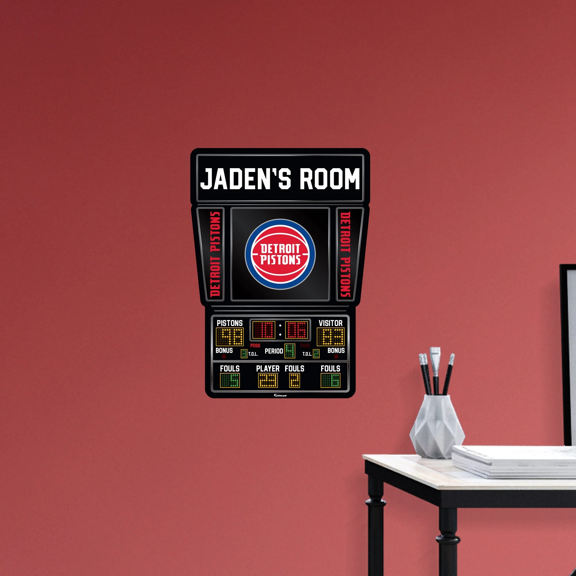 Detroit Pistons - Scoreboard Graphic - With Personalized Name - Official NBA - Vinyl Transfer Decal - Image 5