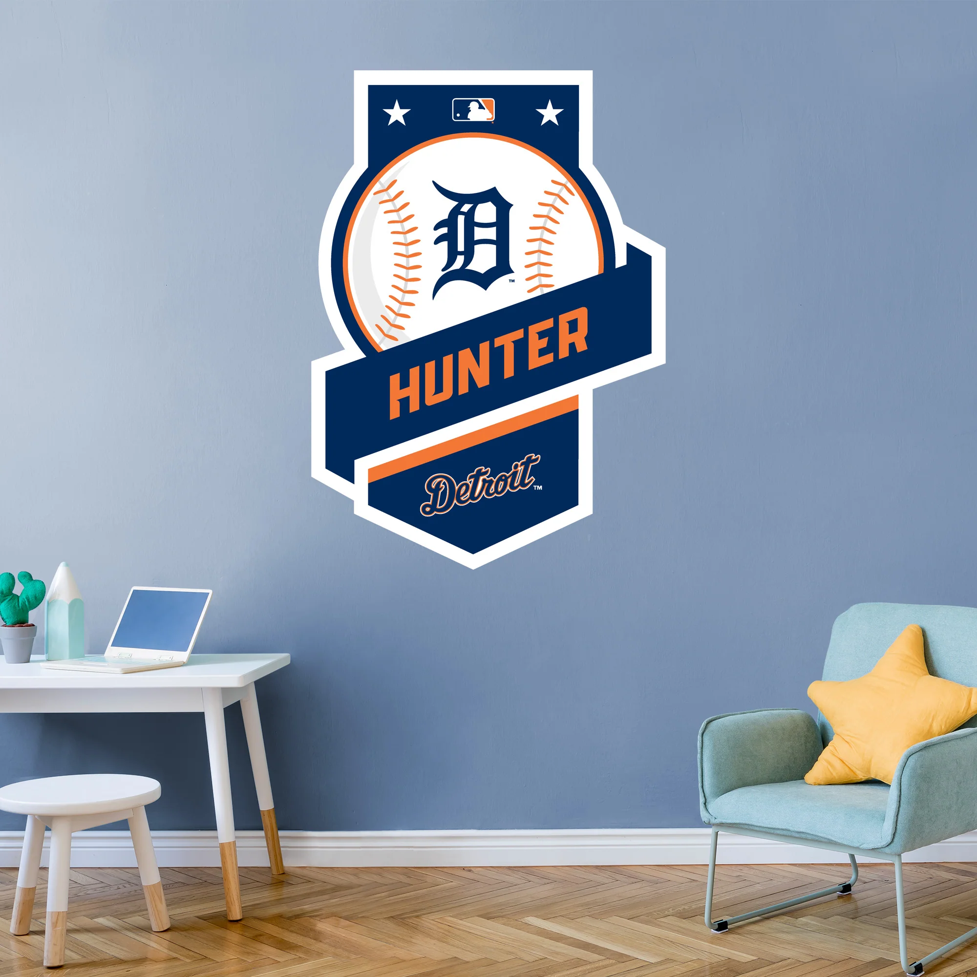 Detroit Tigers - Banner Badge - With Personalized Name - Official MLB - Vinyl Transfer Decal - Image 2