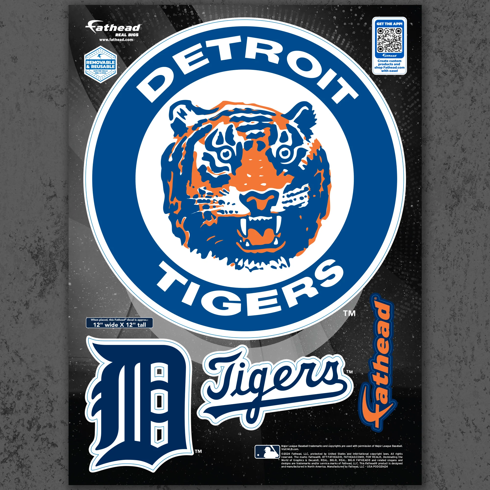 Detroit Tigers - RealBig Classic Logo Collection - Official MLB - Reusable Vinyl Wall Decals - Image 7