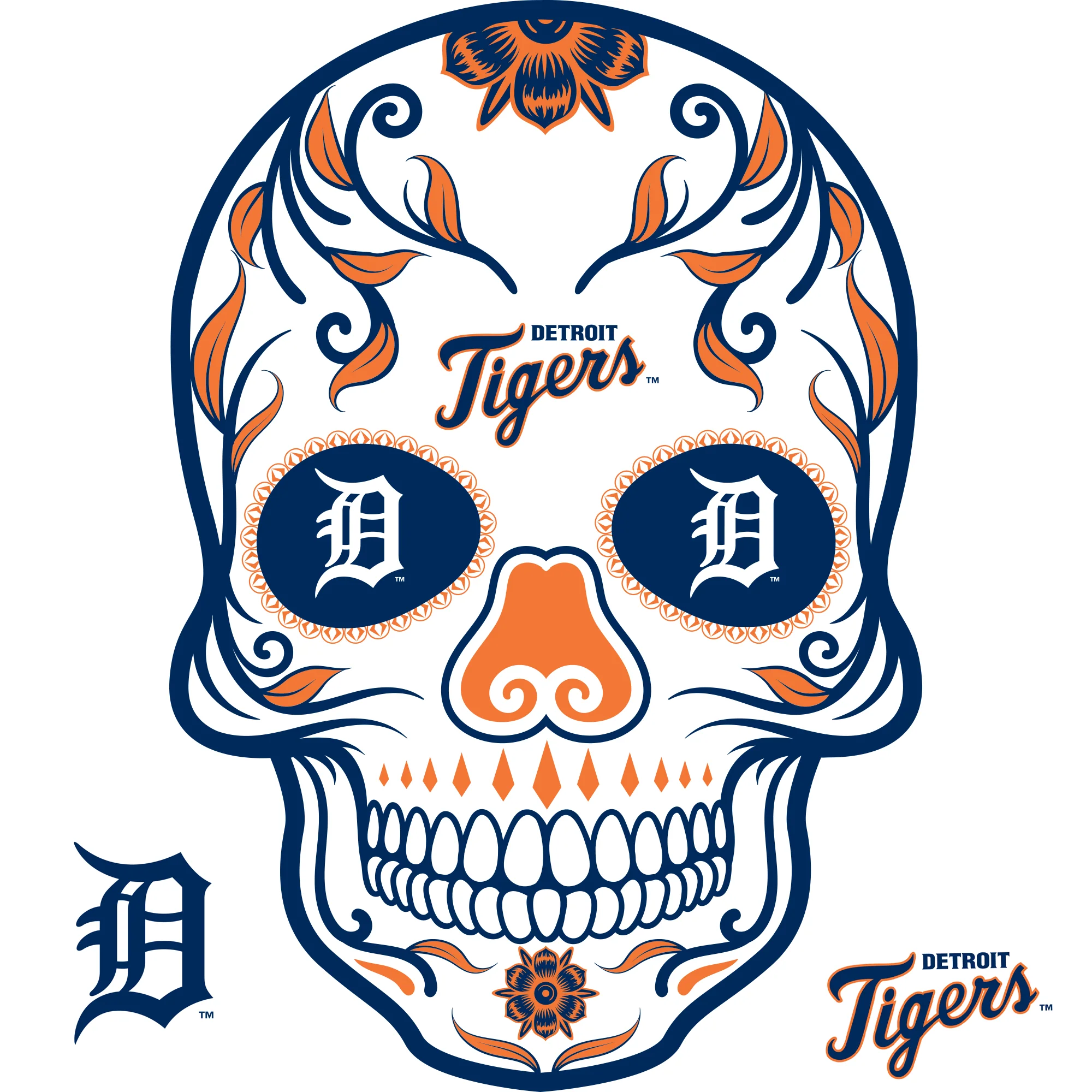 Detroit Tigers - RealBig Sugar Skull Collection - Official MLB - Reusable Vinyl Wall Decals - Image 3