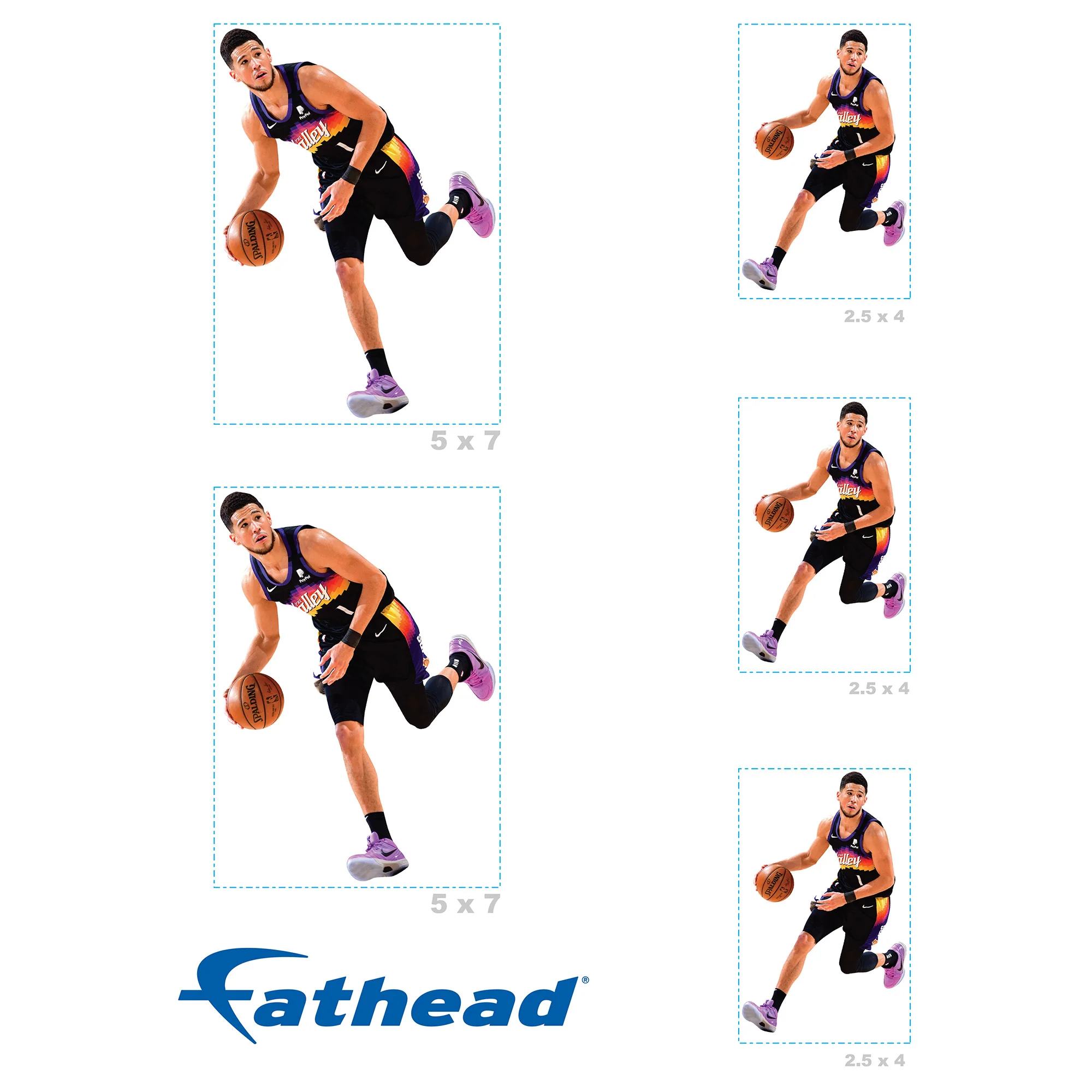 Devin Booker - 5 Minis (Mixed Sizes) - Official NBA - Phoenix Suns - Reusable Vinyl Decals - Image 4