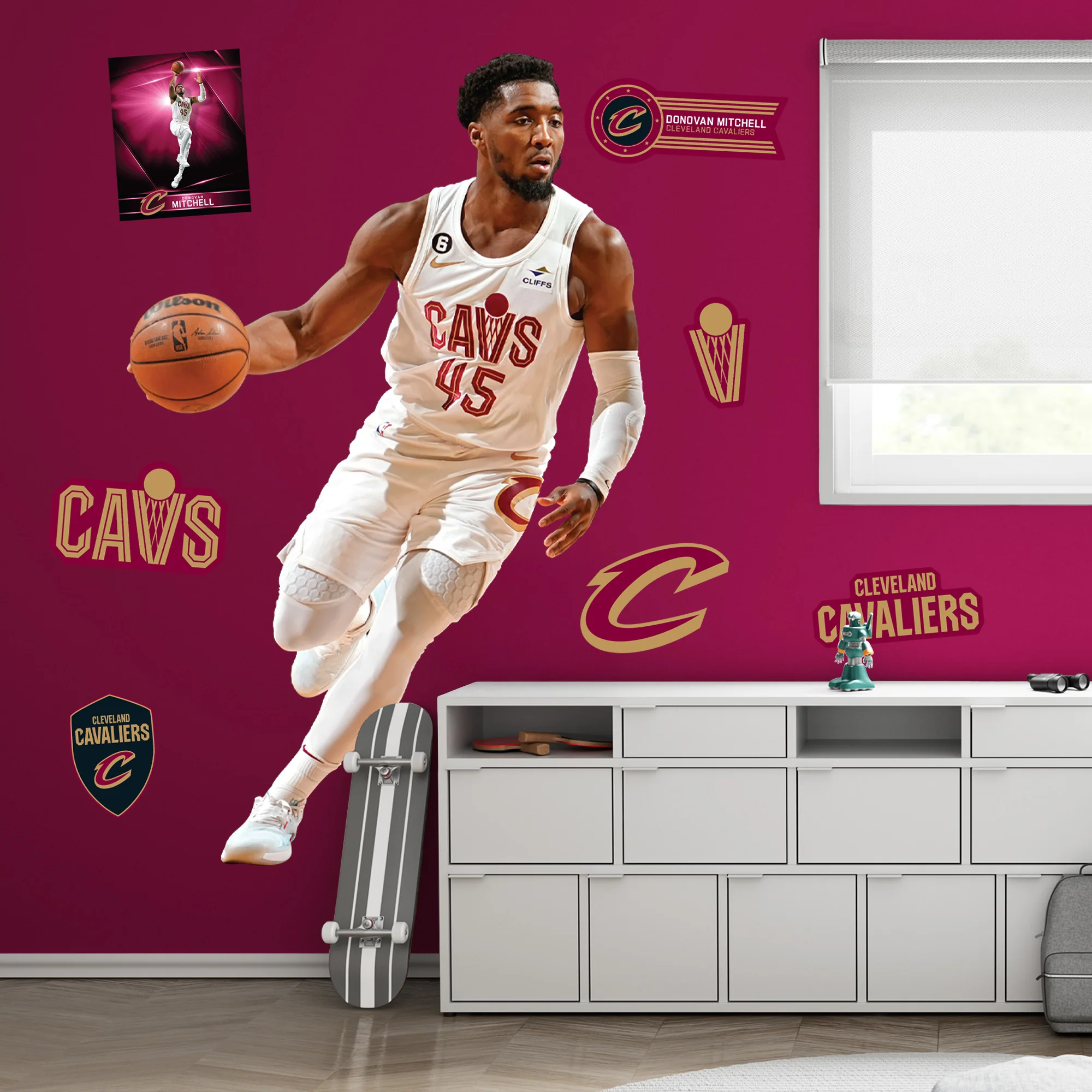 Donovan Mitchell - RealBig Collection - Official NBA - Cleveland Cavaliers - Reusable Vinyl Wall Decals - Image 3