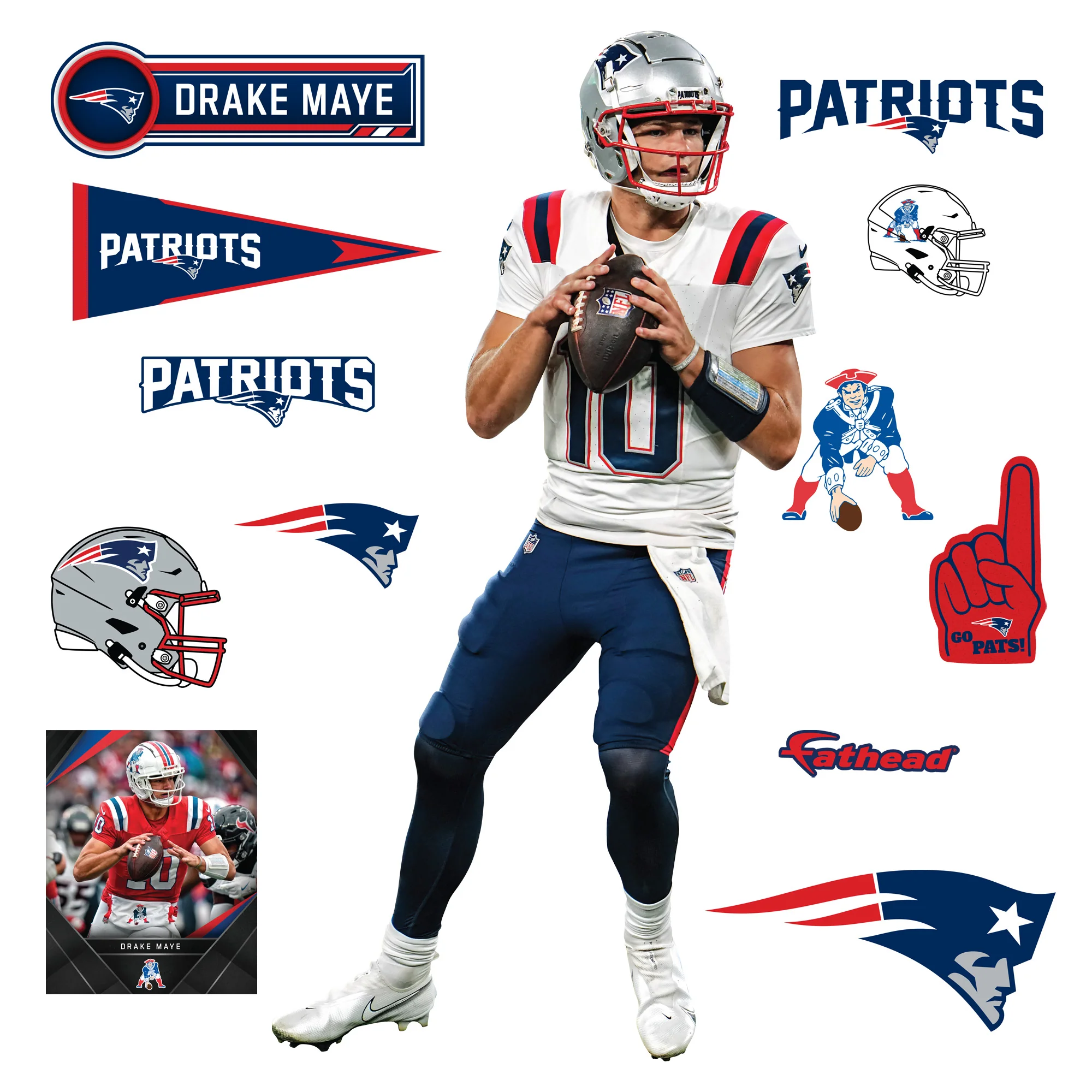 Drake Maye - RealBig Collection - Official NFL - New England Patriots - Reusable Vinyl Wall Decals - Image 2