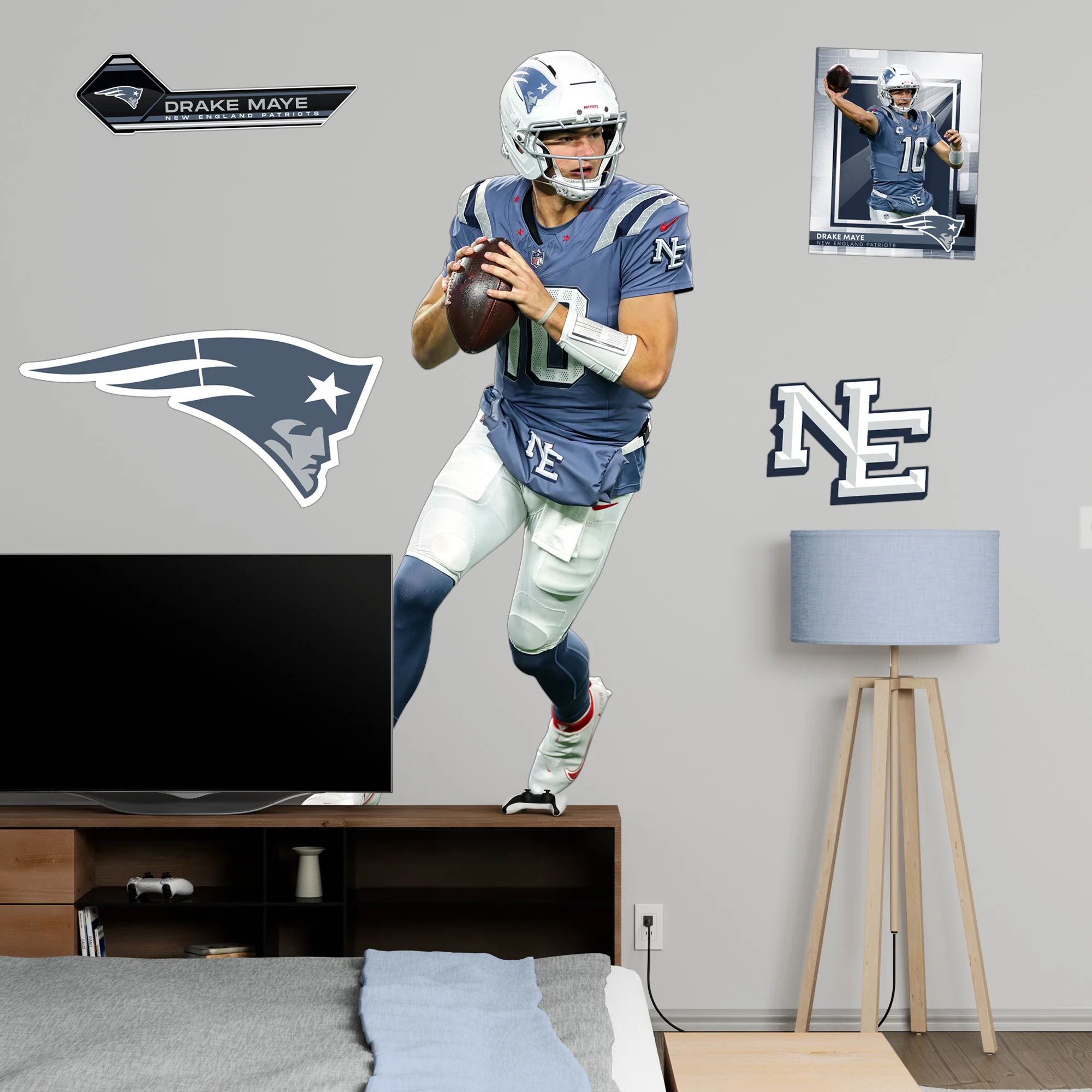 Drake Maye - RealBig Rivalry Uniform Collection - Official NFL - New England Patriots - Reusable Vinyl Wall Decals