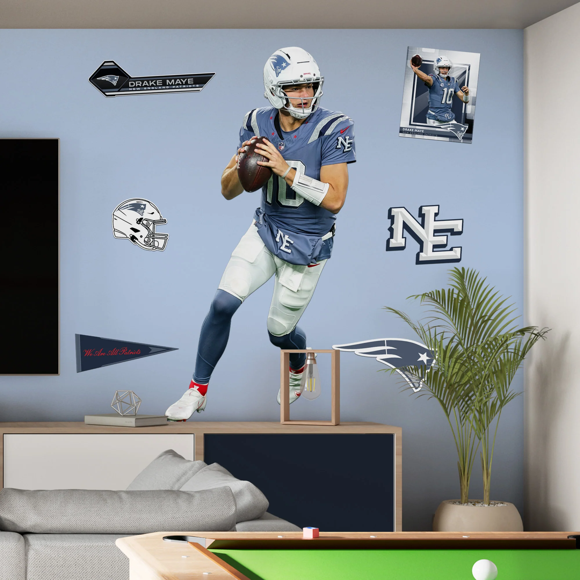 Drake Maye - RealBig Rivalry Uniform Collection - Official NFL - New England Patriots - Reusable Vinyl Wall Decals - Image 3