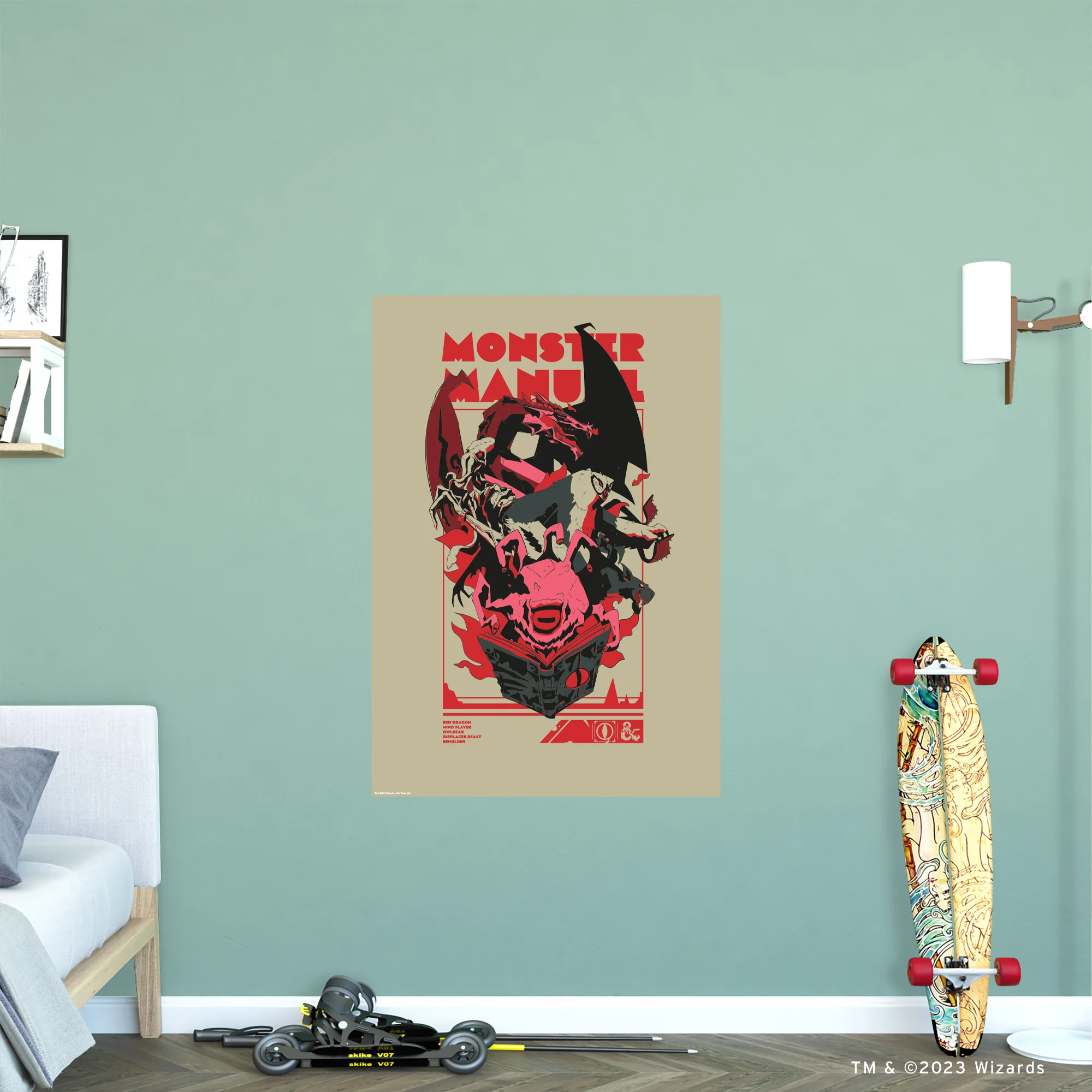 Dungeons & Dragons Monster Manual - Peel & Stick Poster - Official Hasbro - Dungeons & Dragons - Reusable Vinyl Wall Decal - Image 3