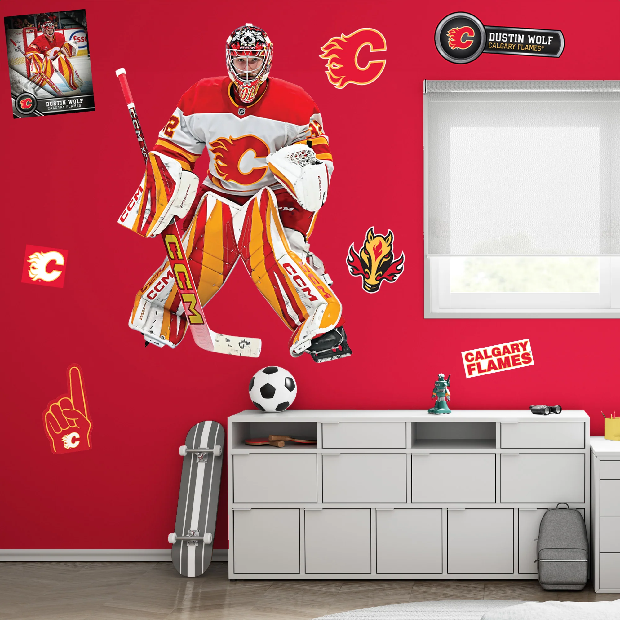 Dustin Wolf - RealBig Collection - Official NHL - Calgary Flames - Reusable Vinyl Wall Decals - Image 3