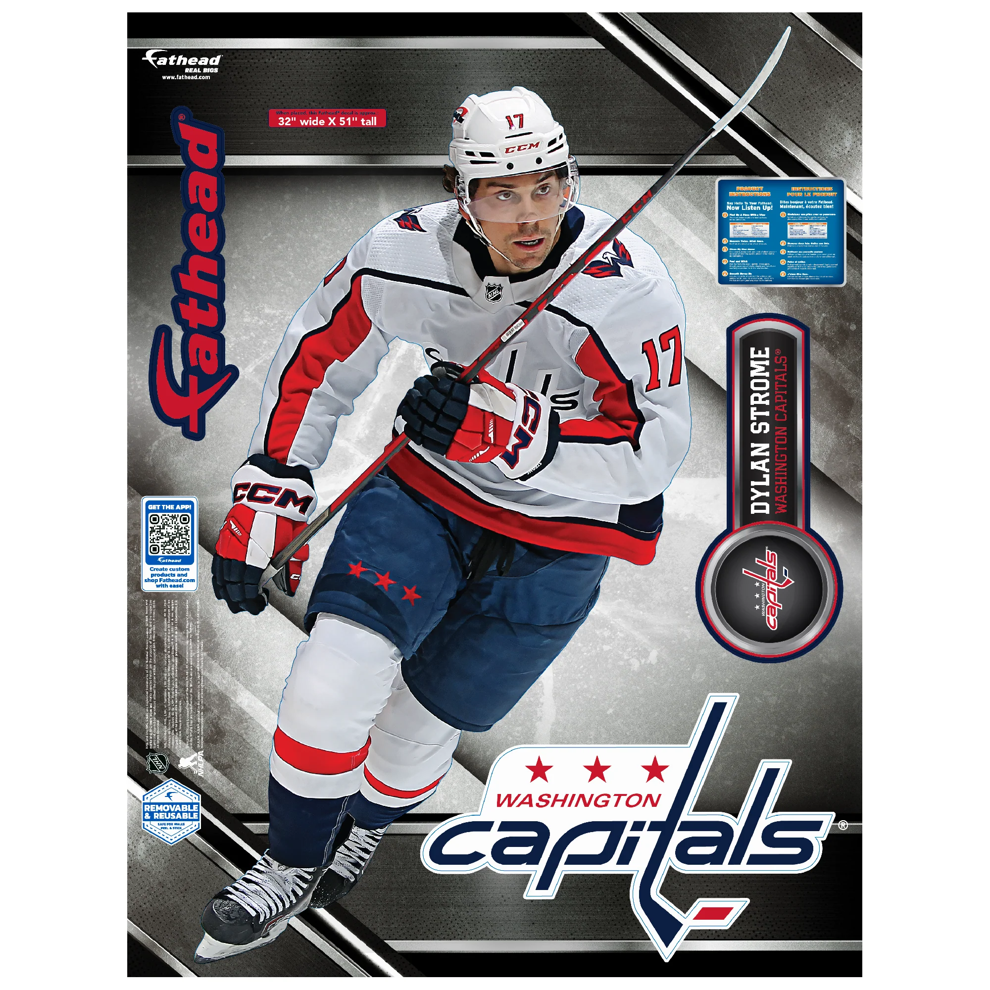 Dylan Strome - Realbig Collection - Official NHL - Washington Capitals - Reusable Vinyl Wall Decals - Image 5