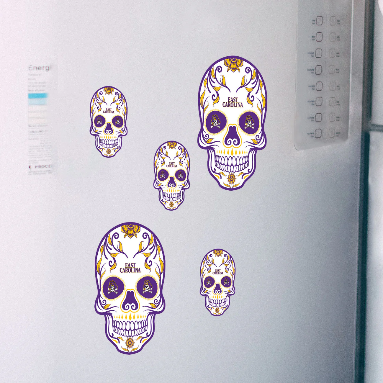 East Carolina Pirates - 5 Sugar Skull Logo Minis (Mixed Sizes) - Official NCAA - Reusable Vinyl Decals - Image 3
