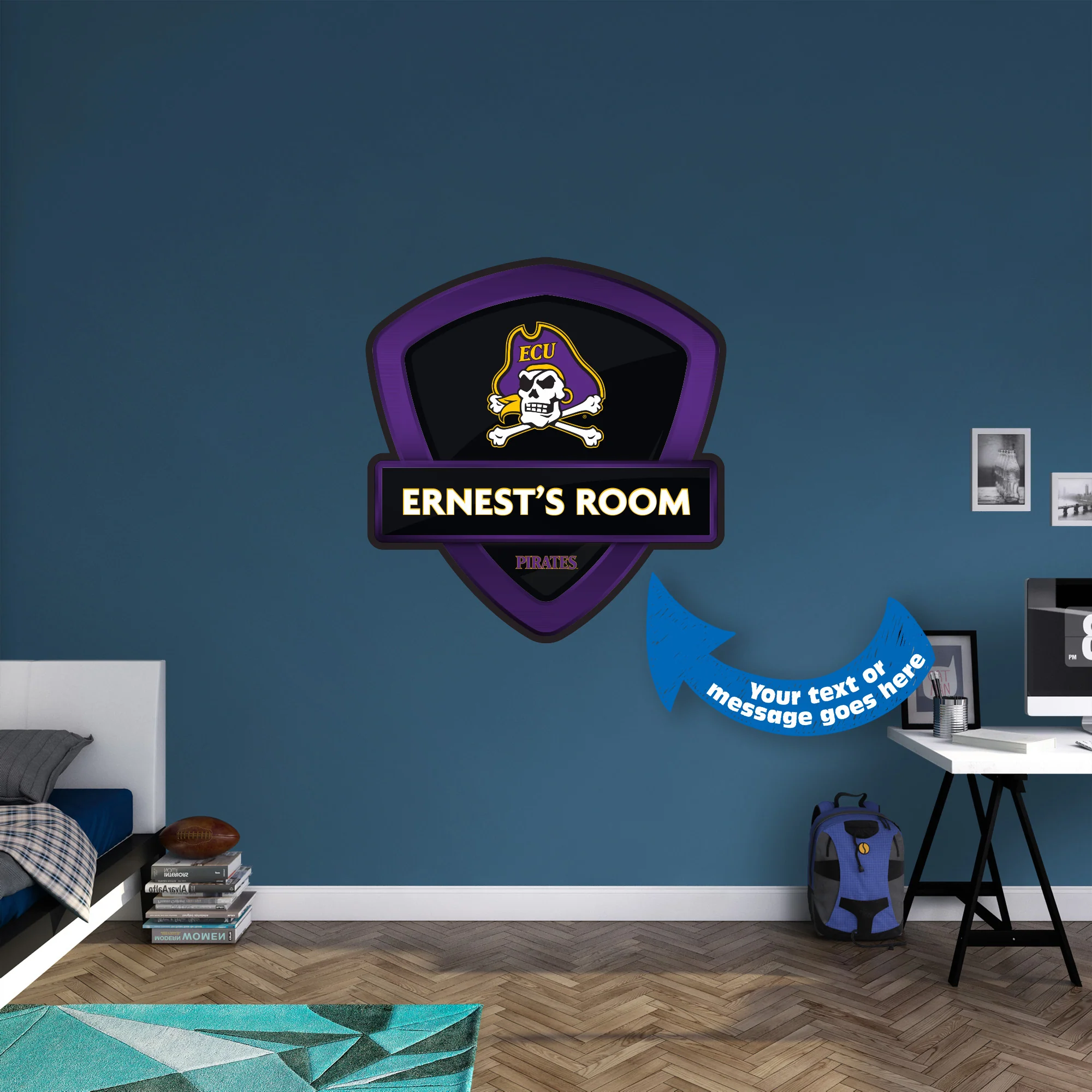 East Carolina Pirates - Badge - With Personalized Name - Official NCAA - Vinyl Transfer Decal - Image 3
