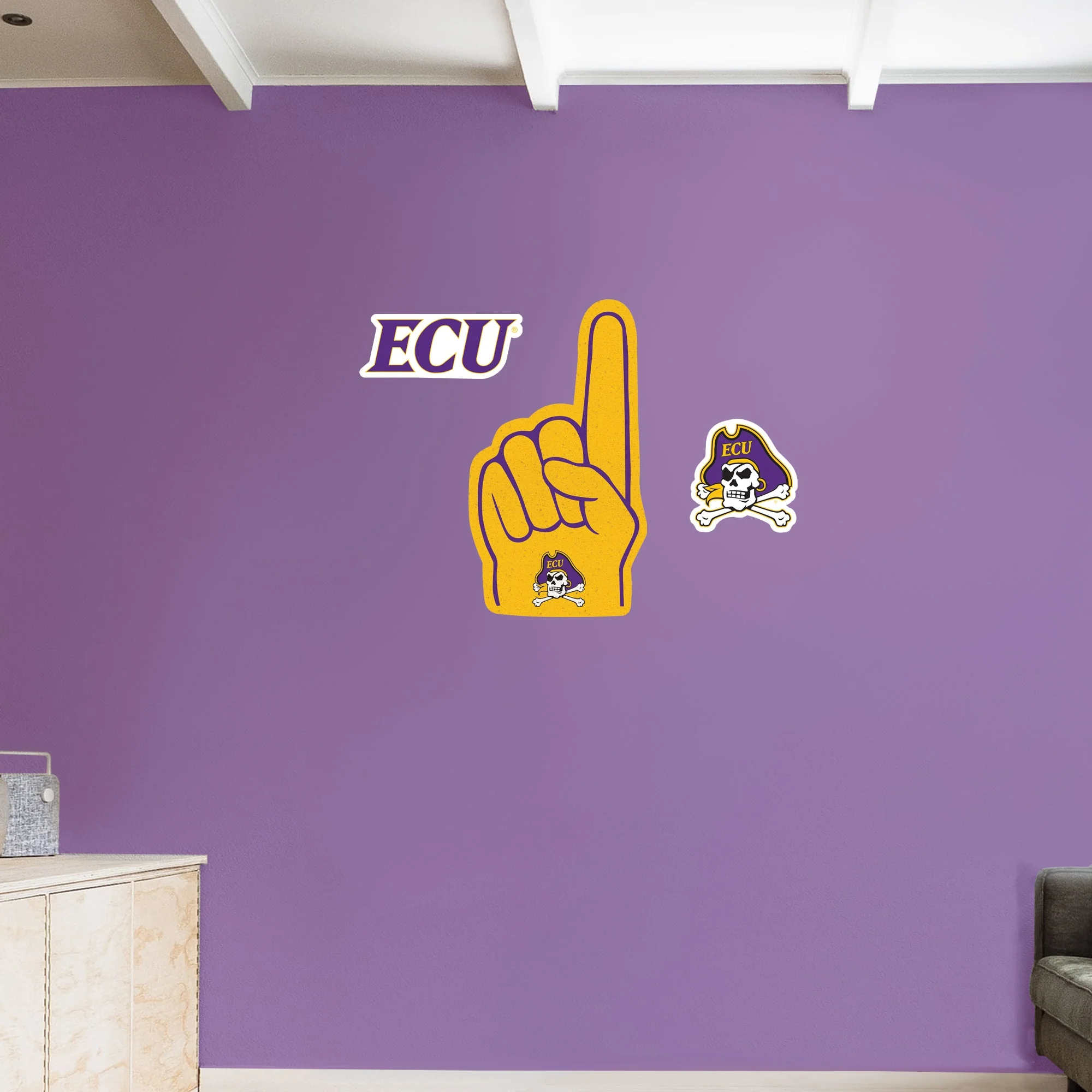East Carolina Pirates - RealBig Foam Finger Collection - Official NCAA - Reusable Vinyl Wall Decals - Image 10