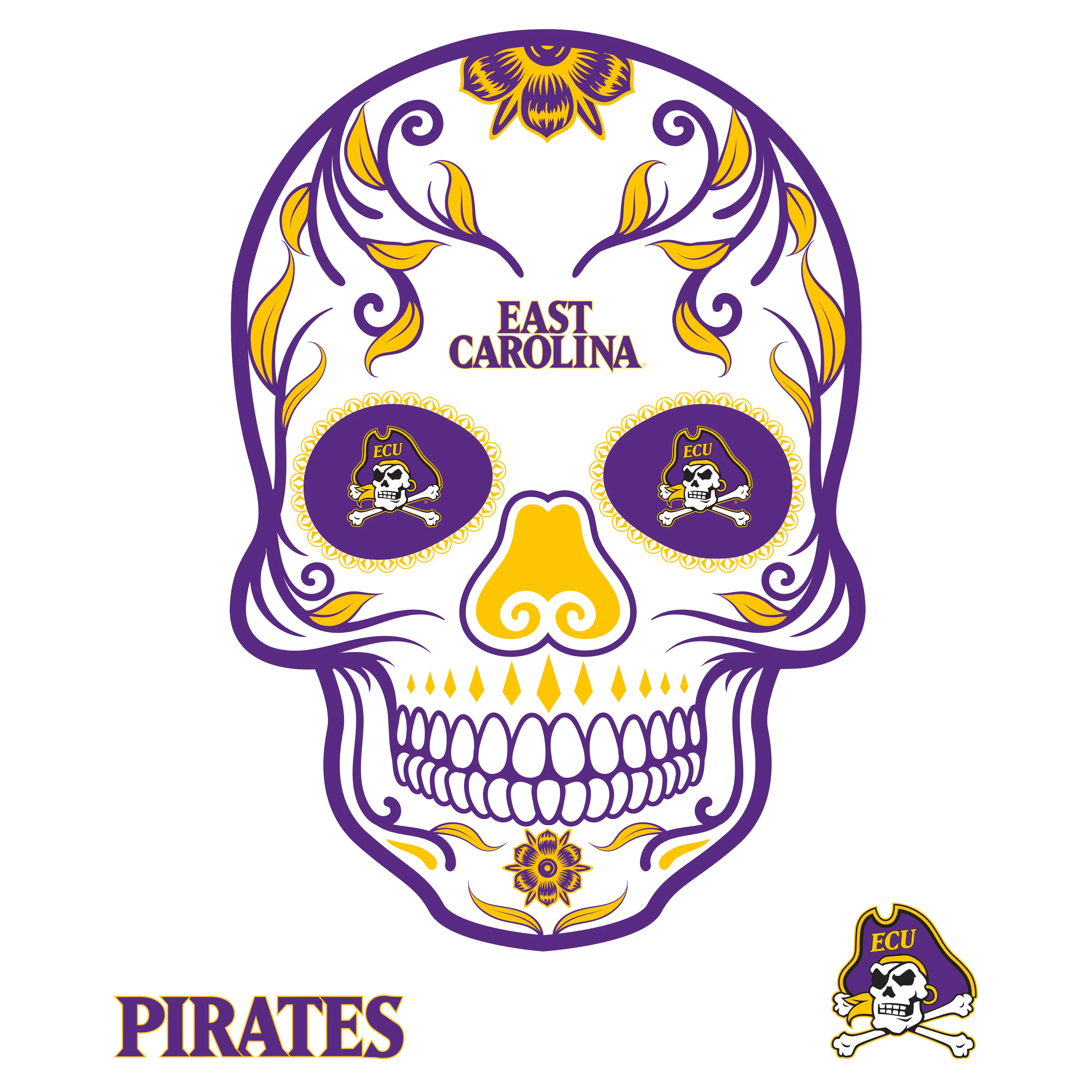 East Carolina Pirates - RealBig Sugar Skull Collection - Official NCAA - Reusable Vinyl Wall Decals - Image 3