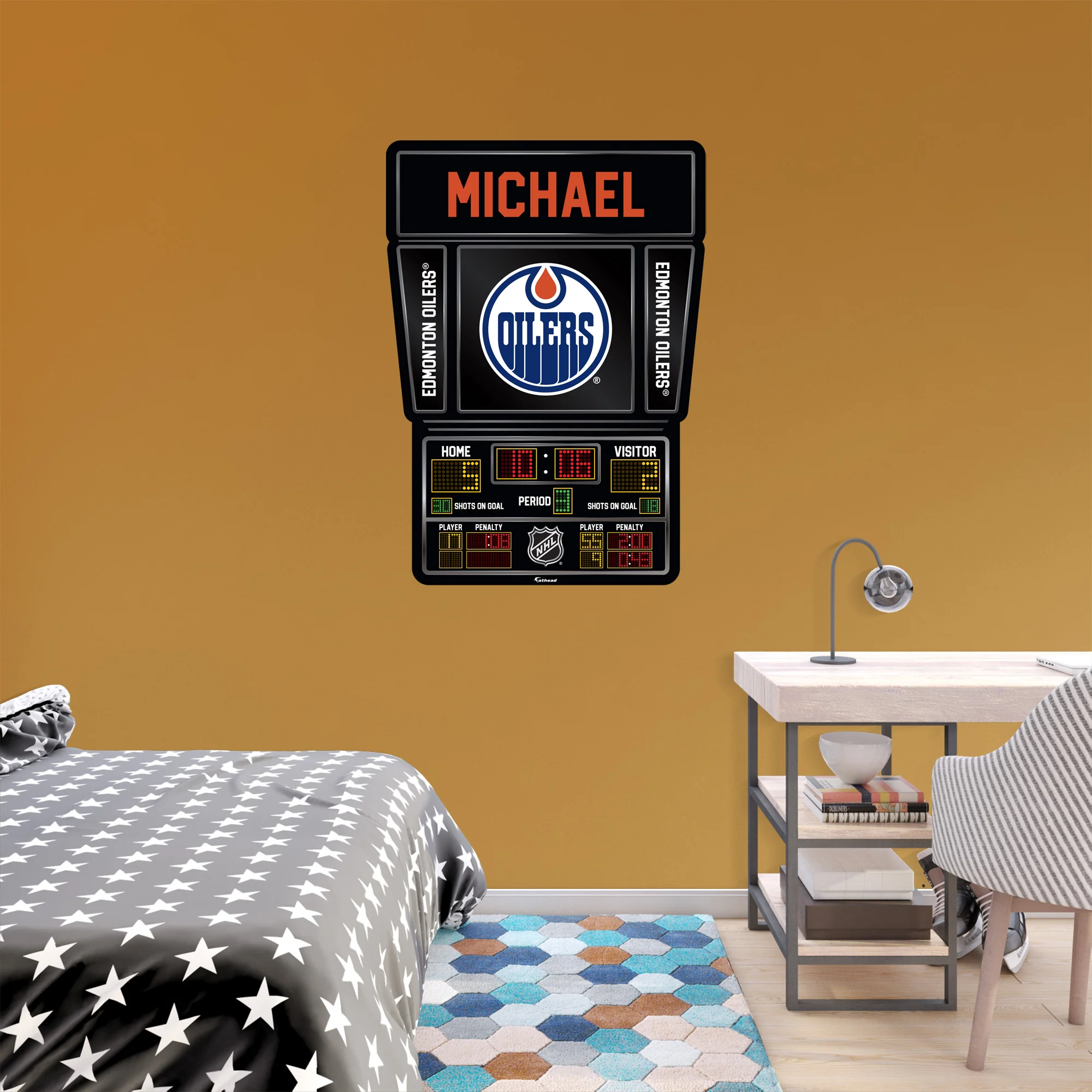 Edmonton Oilers - Scoreboard Graphic - With Personalized Name - Official NHL - Vinyl Transfer Decal