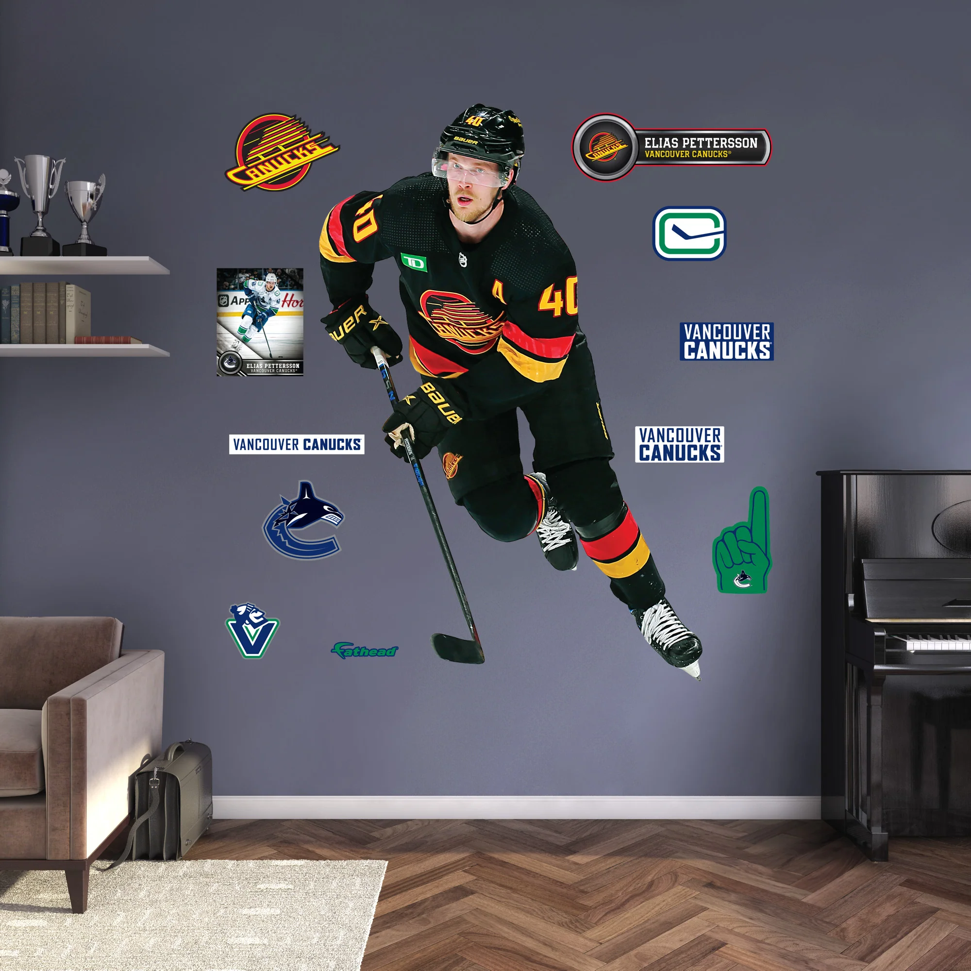 Elias Pettersson - RealBig Third Jersey Collection - Official NHL - Vancouver Canucks - Reusable Vinyl Wall Decals