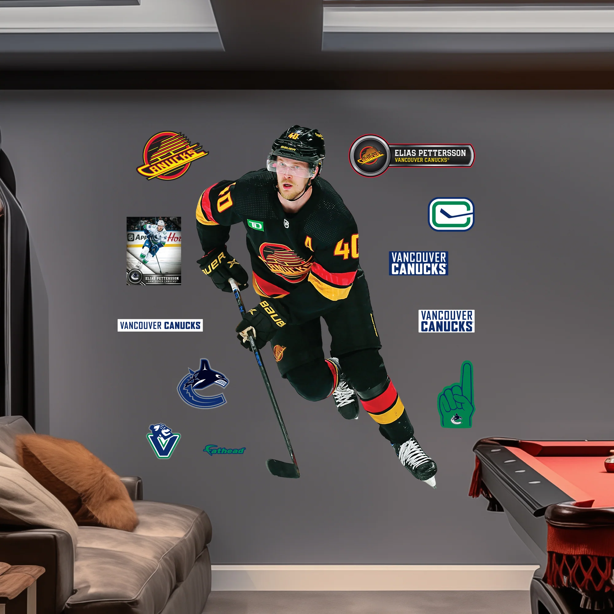 Elias Pettersson - RealBig Third Jersey Collection - Official NHL - Vancouver Canucks - Reusable Vinyl Wall Decals - Image 3