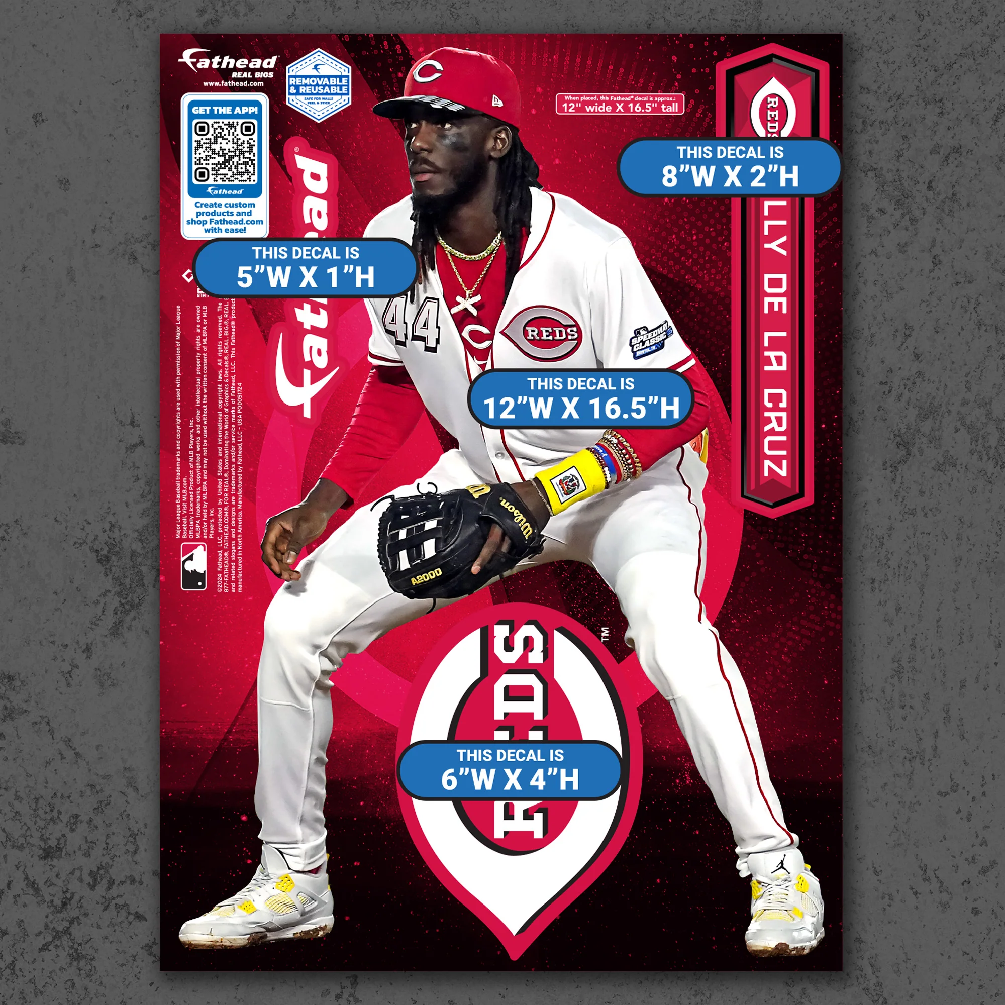 Elly De La Cruz - RealBig Speedway Classic Collection - Official MLB - Cincinnati Reds - Reusable Vinyl Wall Decals - Image 8