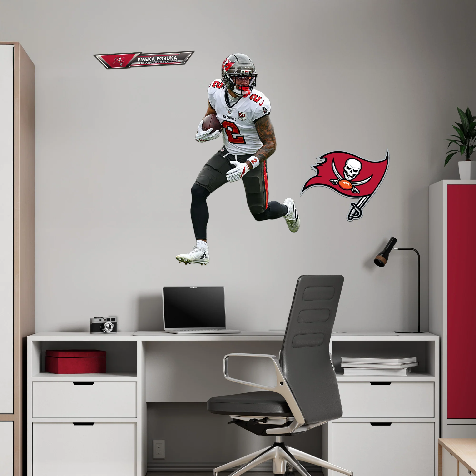 Emeka Egbuka - RealBig Away Collection - Official NFL - Tampa Bay Buccaneers - Reusable Vinyl Wall Decals - Image 5