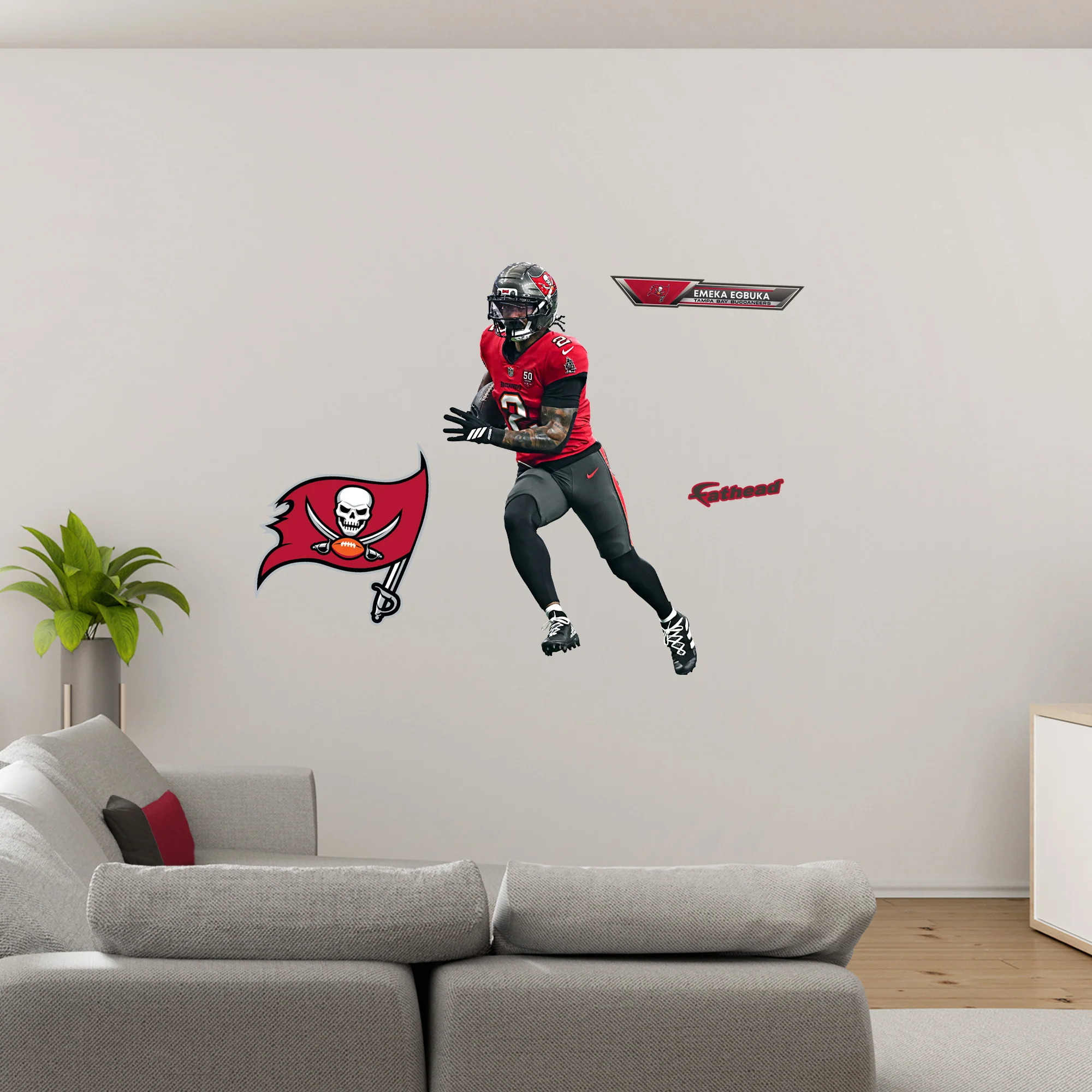 Emeka Egbuka - RealBig Collection - Official NFL - Tampa Bay Buccaneers - Reusable Vinyl Wall Decals - Image 5