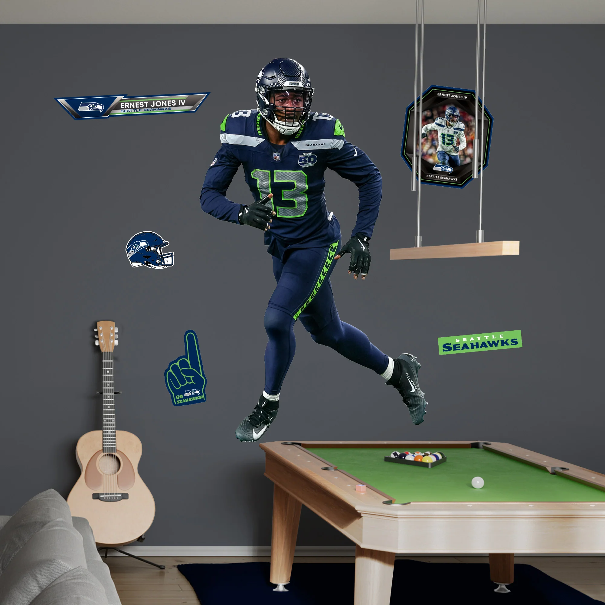 Ernest Jones IV - RealBig Collection - Official NFL - Seattle Seahawks - Reusable Vinyl Wall Decals - Image 3