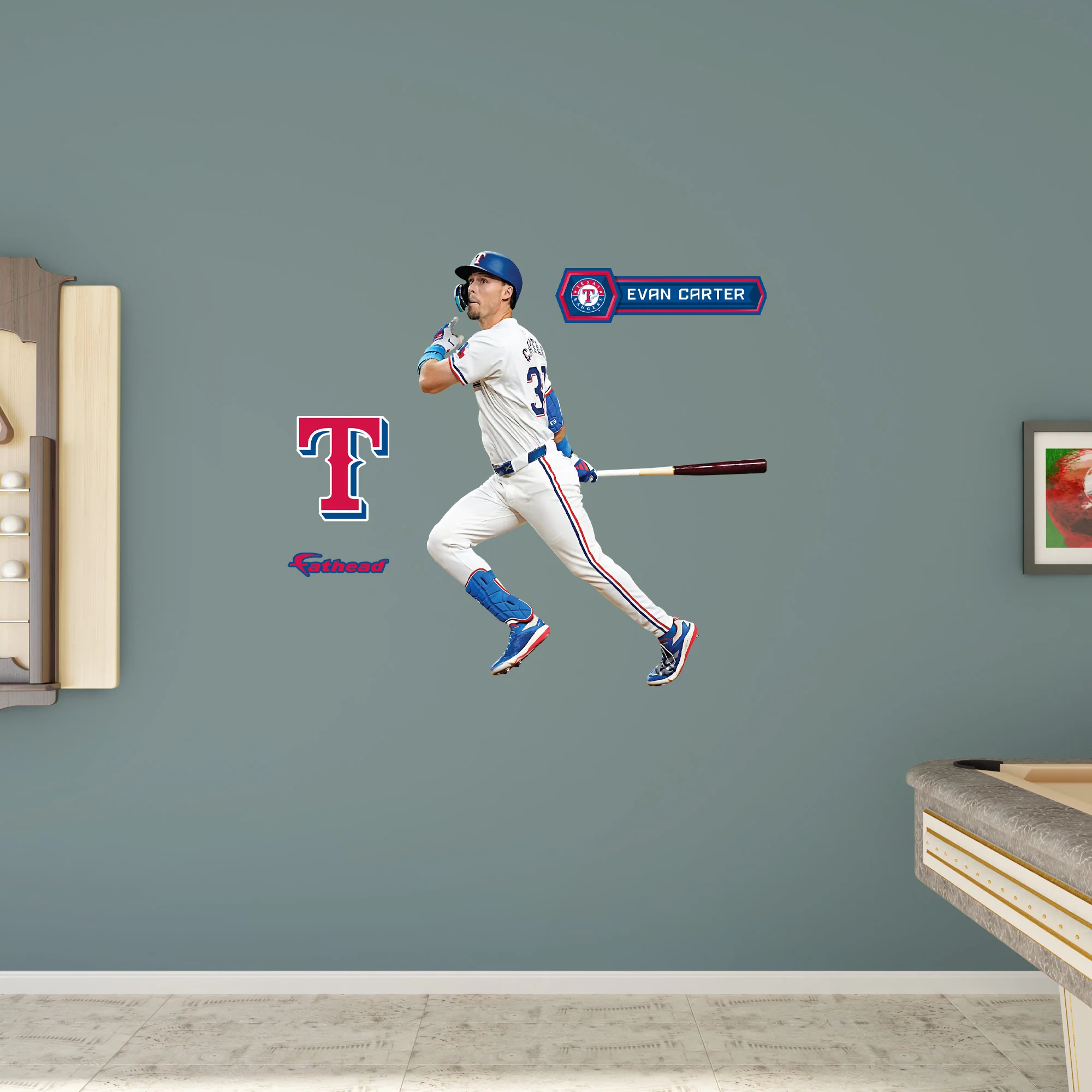 Evan Carter - RealBig Collection - Official MLB - Texas Rangers - Reusable Vinyl Wall Decals - Image 5