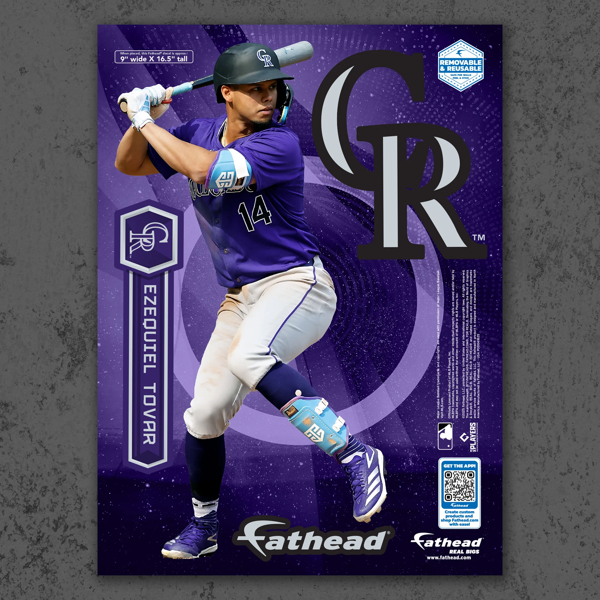Ezequiel Tovar - RealBig Collection - Official MLB - Colorado Rockies - Reusable Vinyl Wall Decals - Image 7