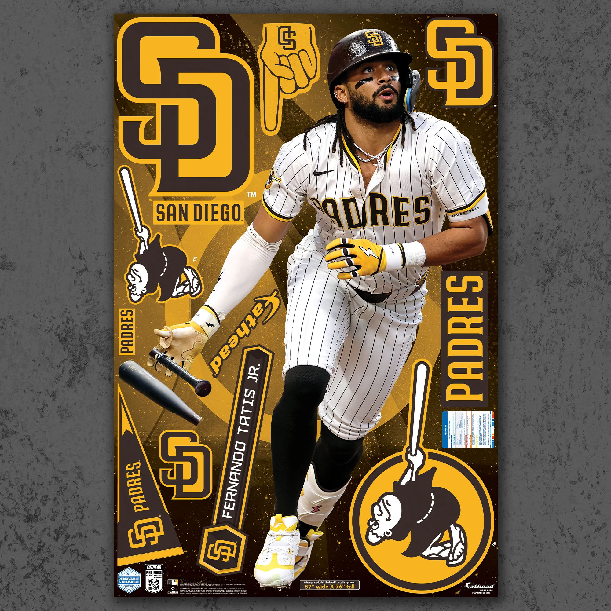 Fernando Tatis Jr. - RealBig Collection - Official MLB - San Diego Padres - Reusable Vinyl Wall Decals - Image 2