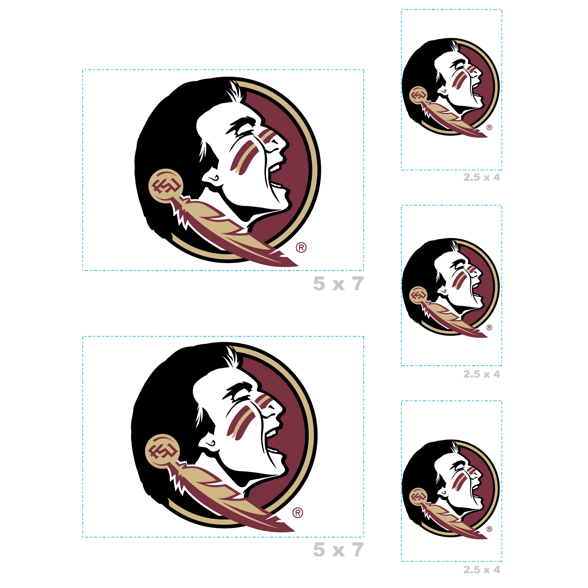Florida State Seminoles - 5 Logo Minis (Mixed Sizes) - Official NCAA - Reusable Vinyl Decals - Image 3