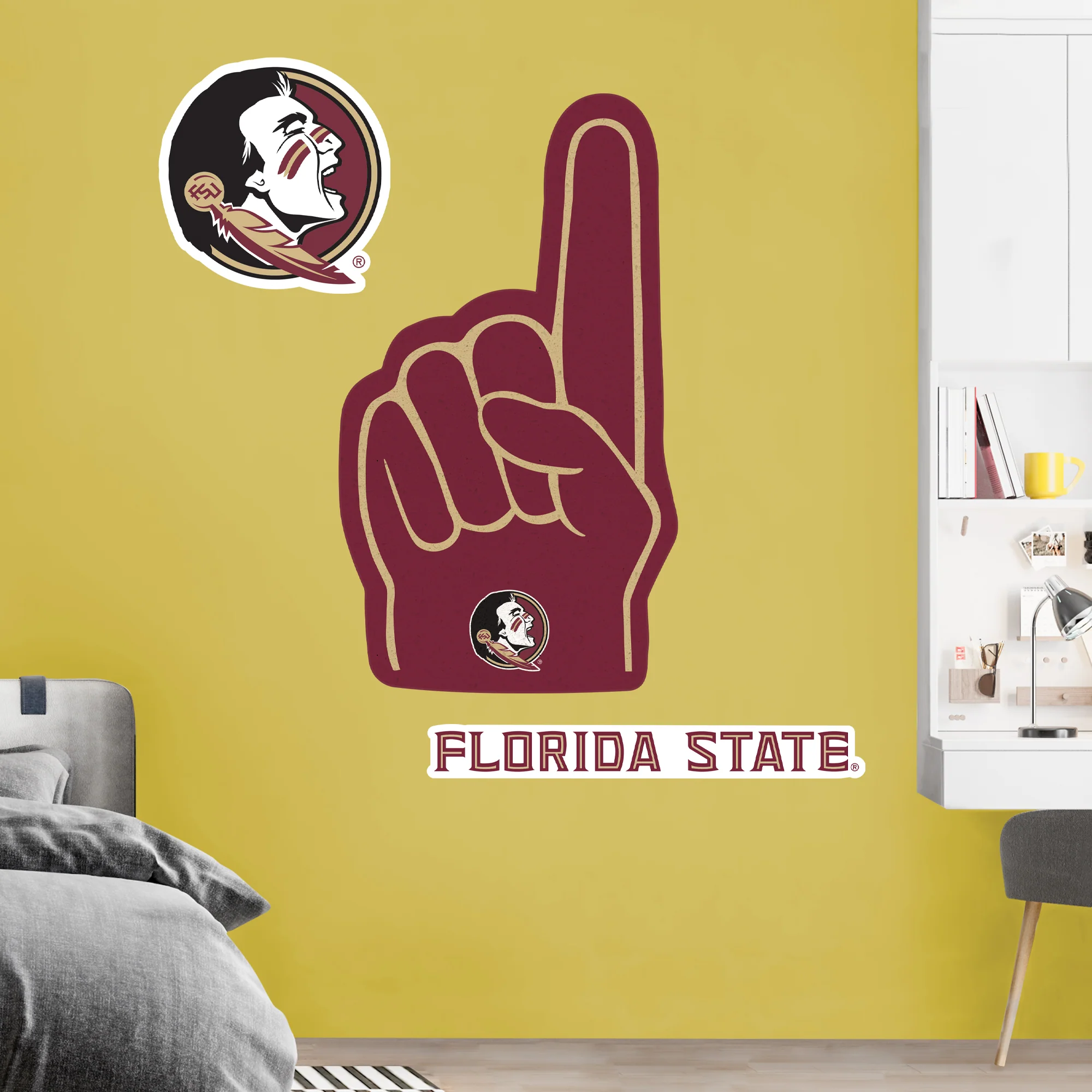 Florida State Seminoles - RealBig Foam Finger Collection - Official NCAA - Reusable Vinyl Wall Decals - Image 2
