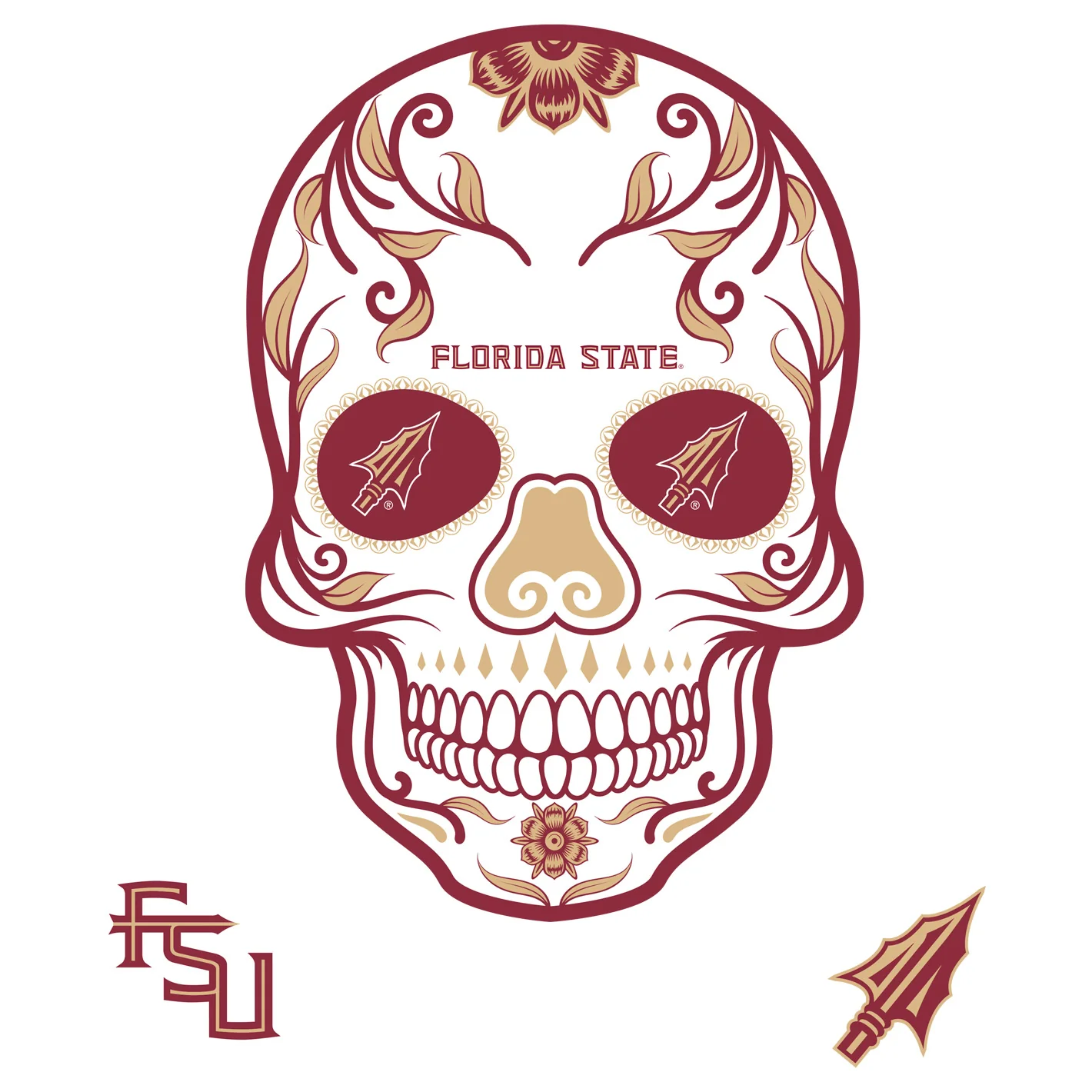 Florida State Seminoles - RealBig Sugar Skull Collection - Official NCAA - Reusable Vinyl Wall Decals - Image 3