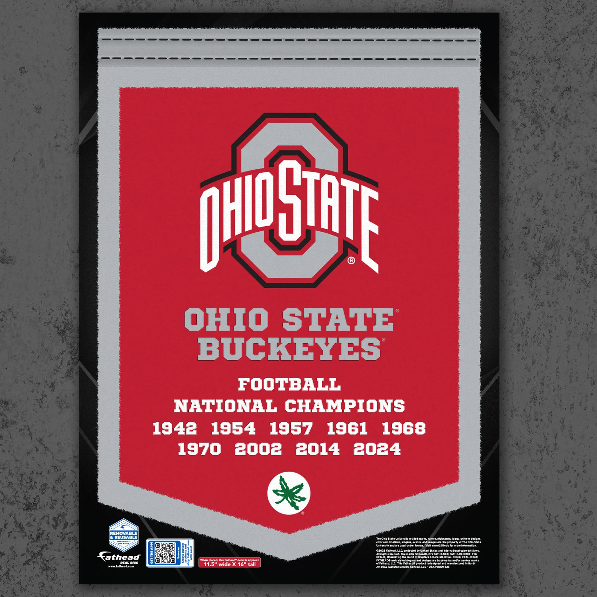 Football National Championships - Banner - Official NCAA - Ohio State Buckeyes - Reusable Vinyl Wall Decals - Image 7