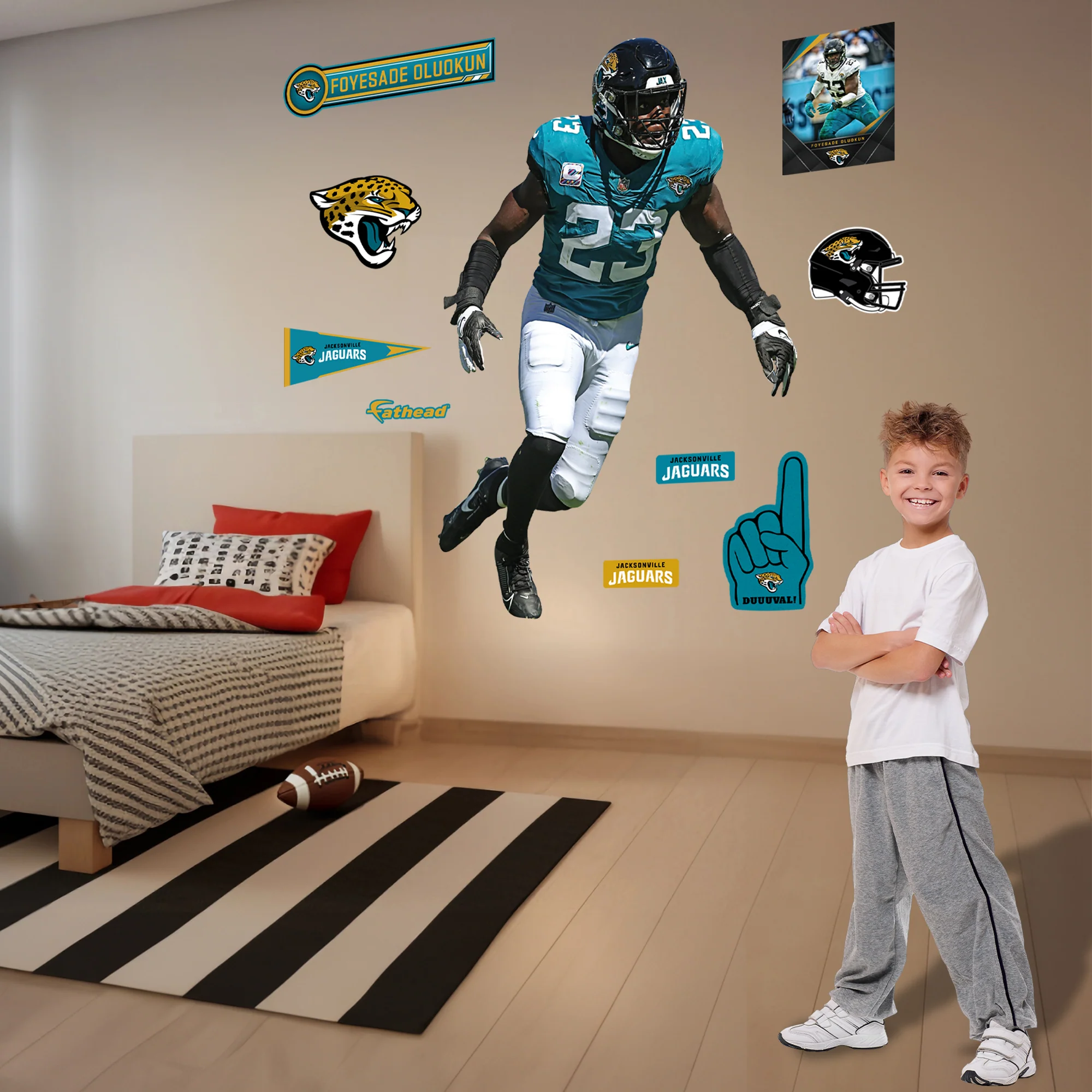 Foyesade Oluokun - RealBig Collection - Official NFL - Jacksonville Jaguars - Reusable Vinyl Wall Decals - Image 3
