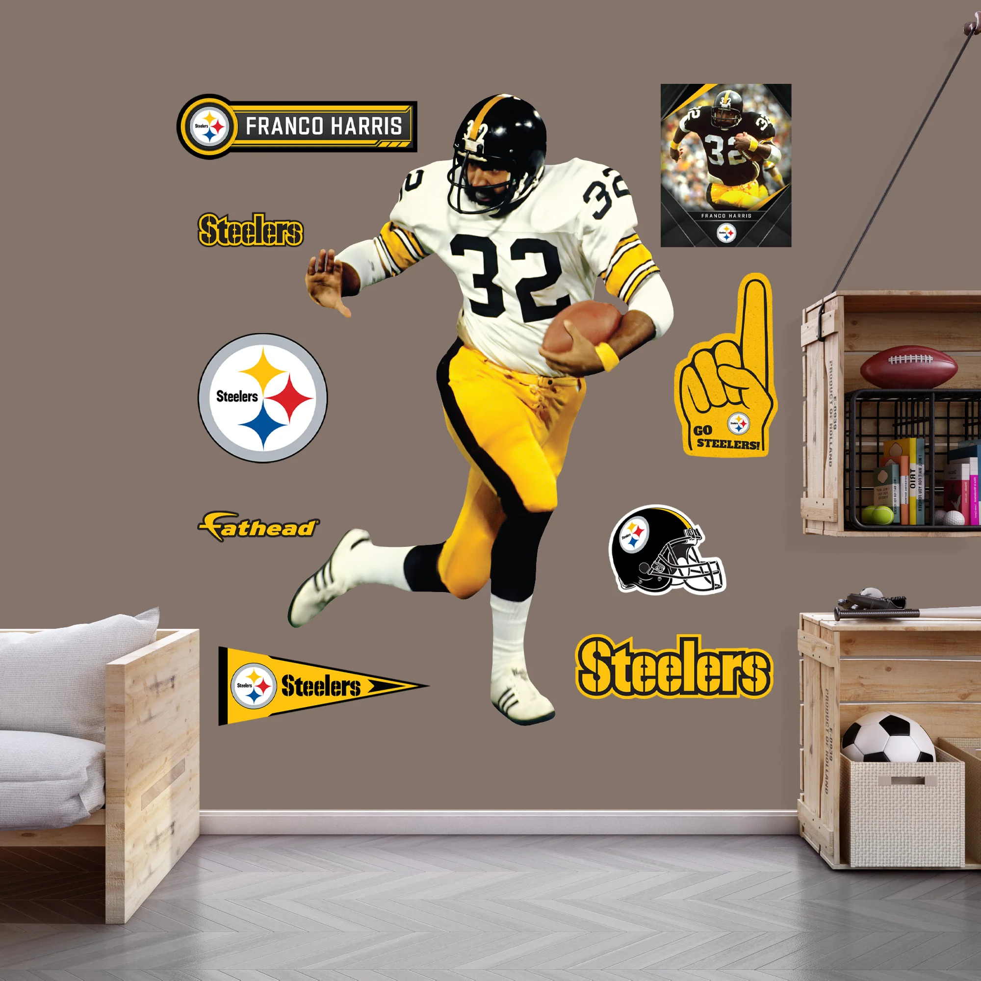 Franco Harris Legend - RealBig Collection - Official NFL - Pittsburgh Steelers - Reusable Vinyl Wall Decals