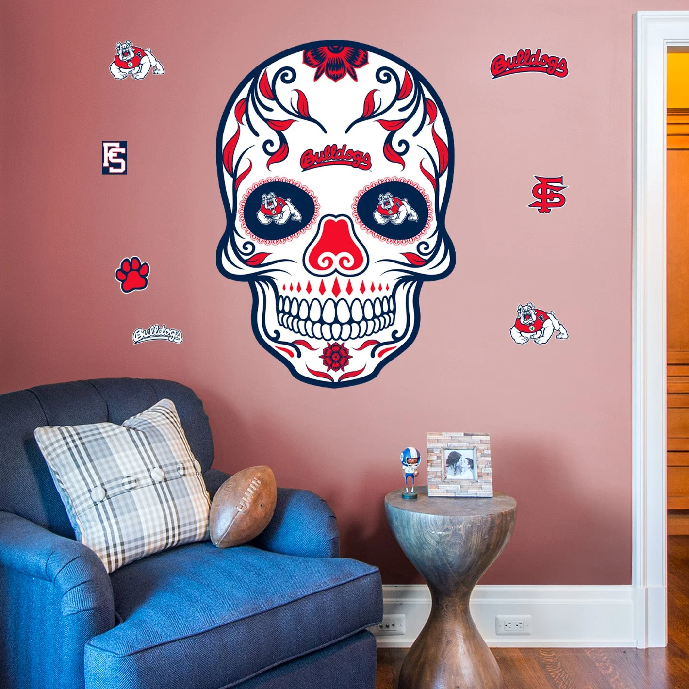 Fresno State Bulldogs - RealBig Sugar Skull Collection - Official NCAA - Reusable Vinyl Wall Decals - Image 9