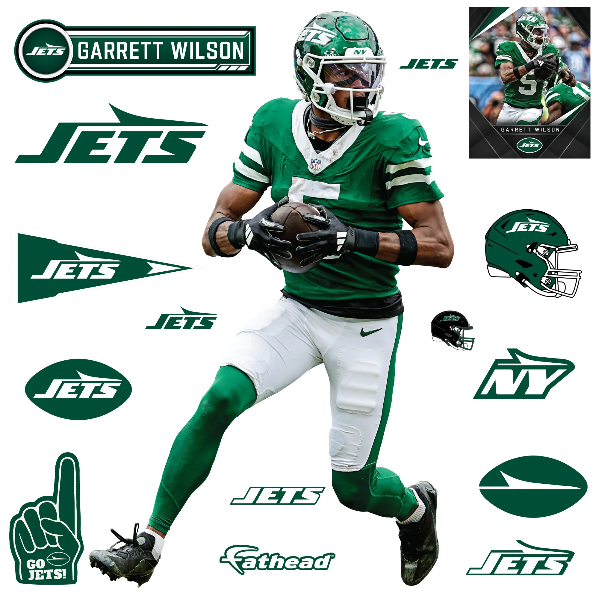 Garrett Wilson - RealBig Collection - Official NFL - New York Jets - Reusable Vinyl Wall Decals - Image 2