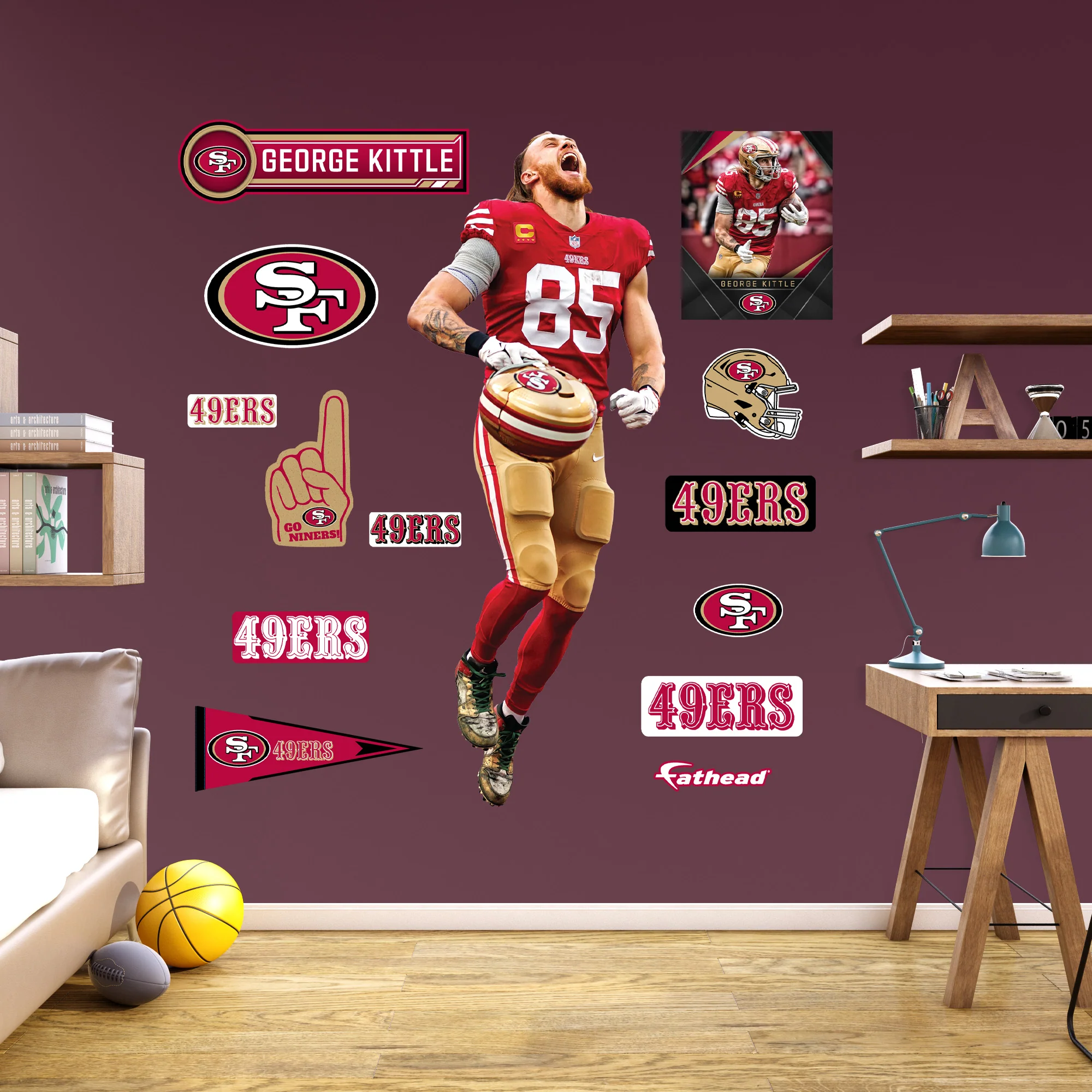 George Kittle - RealBig Celebration Collection - Official NFL - San Francisco 49ers - Reusable Vinyl Wall Decals - Image 3