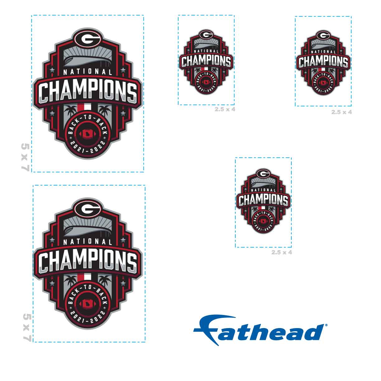 Georgia Bulldogs - RealBig 2022 Football Champions Logo Collection - Official NCAA - Reusable Vinyl Wall Decals #2 - Image 4